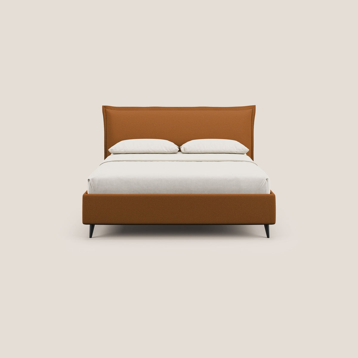 Hans letto contenitore imbottito minimal in tessuto simil cotone impermeabile T19 arancio - divitt.sbs