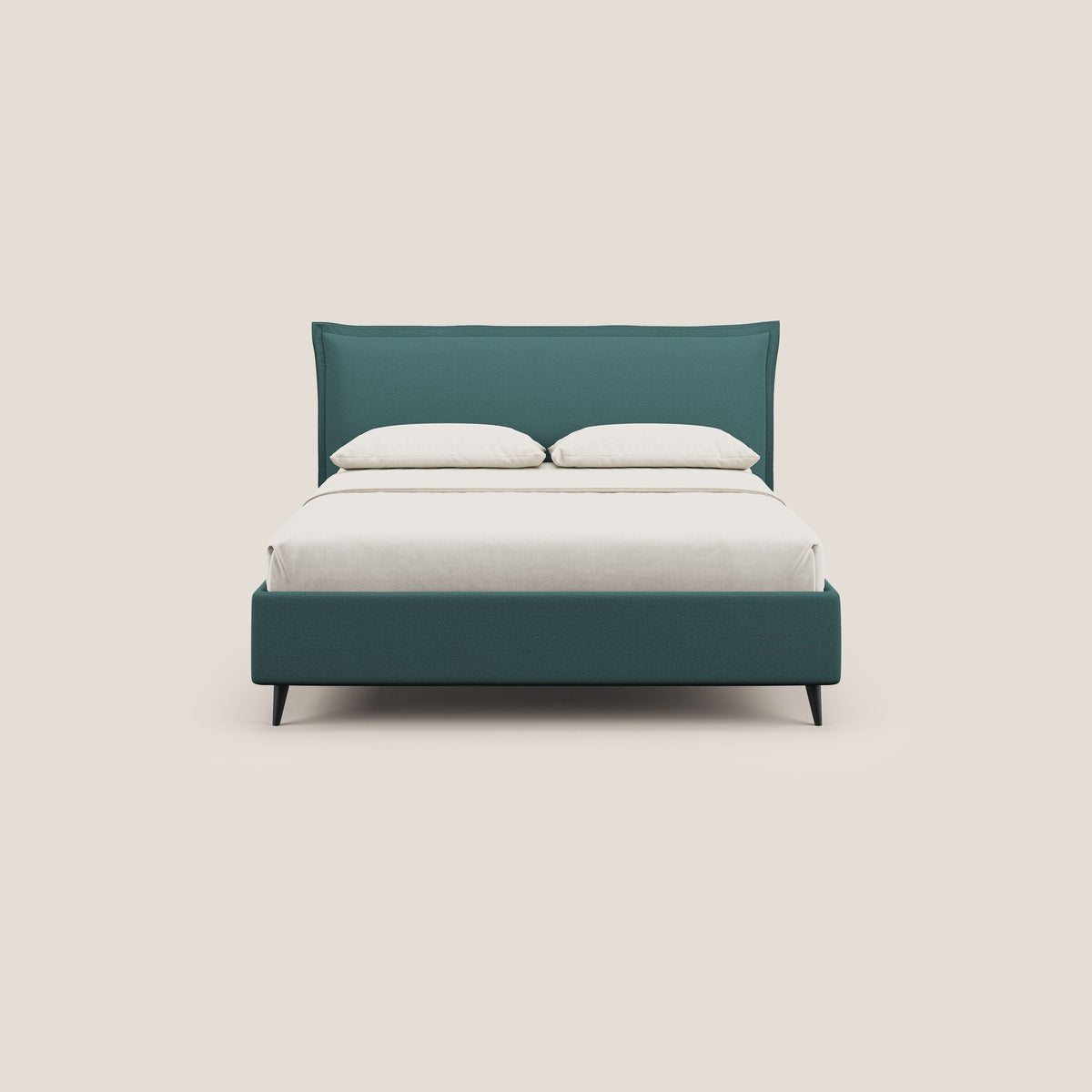 Hans letto contenitore imbottito minimal in tessuto simil cotone impermeabile T19 petrolio - divitt.sbs