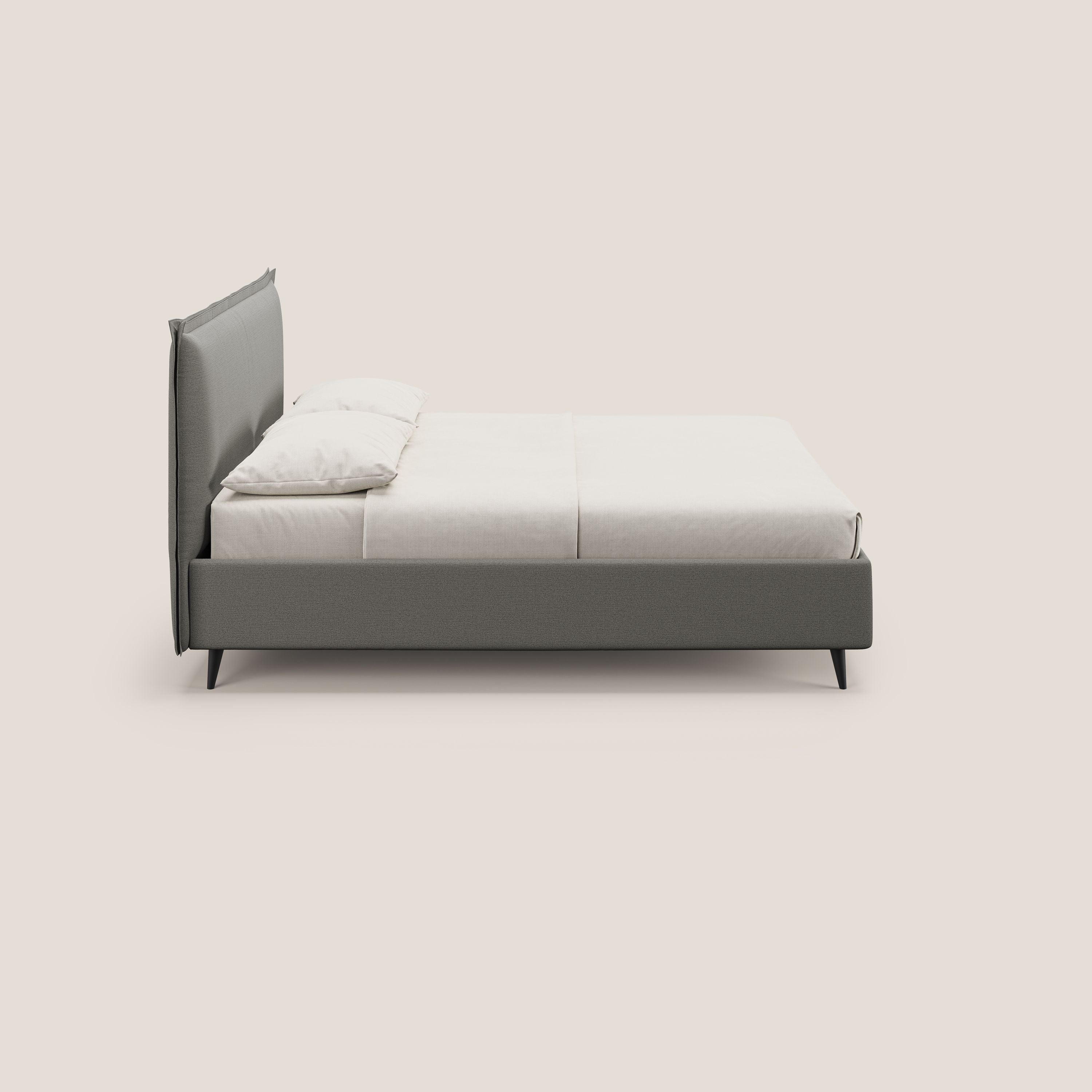 Hans letto contenitore imbottito minimal in tessuto simil cotone impermeabile T19 beige - divitt.sbs
