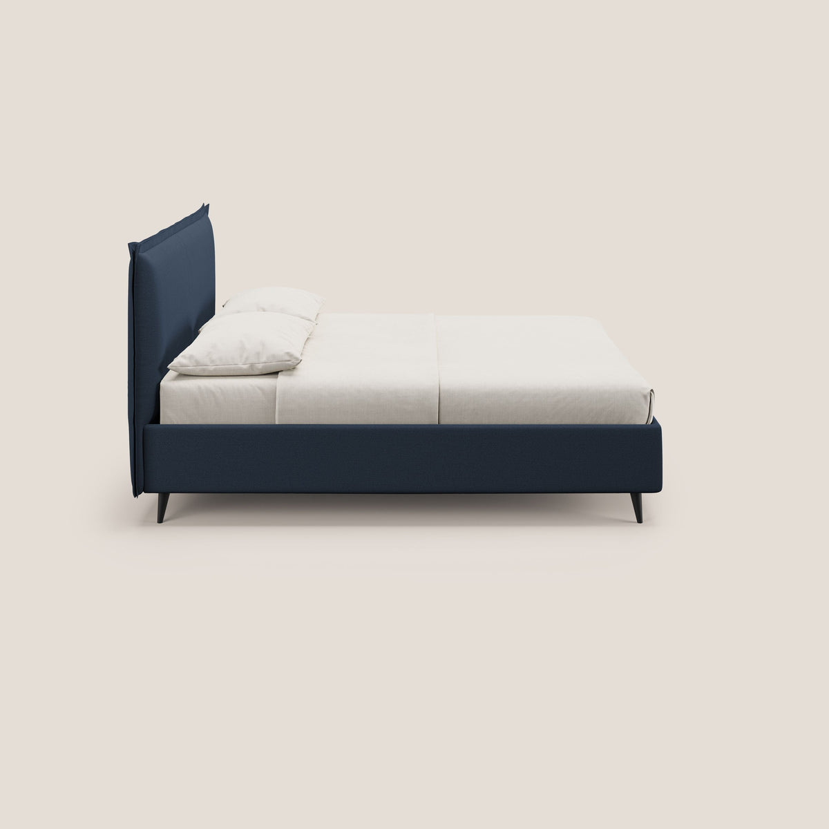 Hans letto contenitore imbottito minimal in tessuto simil cotone impermeabile T19 blu - divitt.sbs