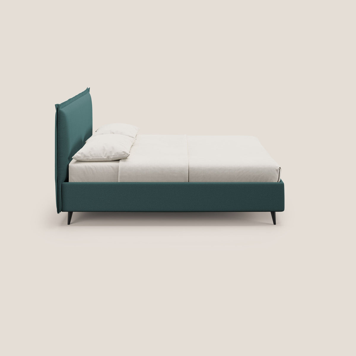 Hans letto contenitore imbottito minimal in tessuto simil cotone impermeabile T19 petrolio - divitt.sbs