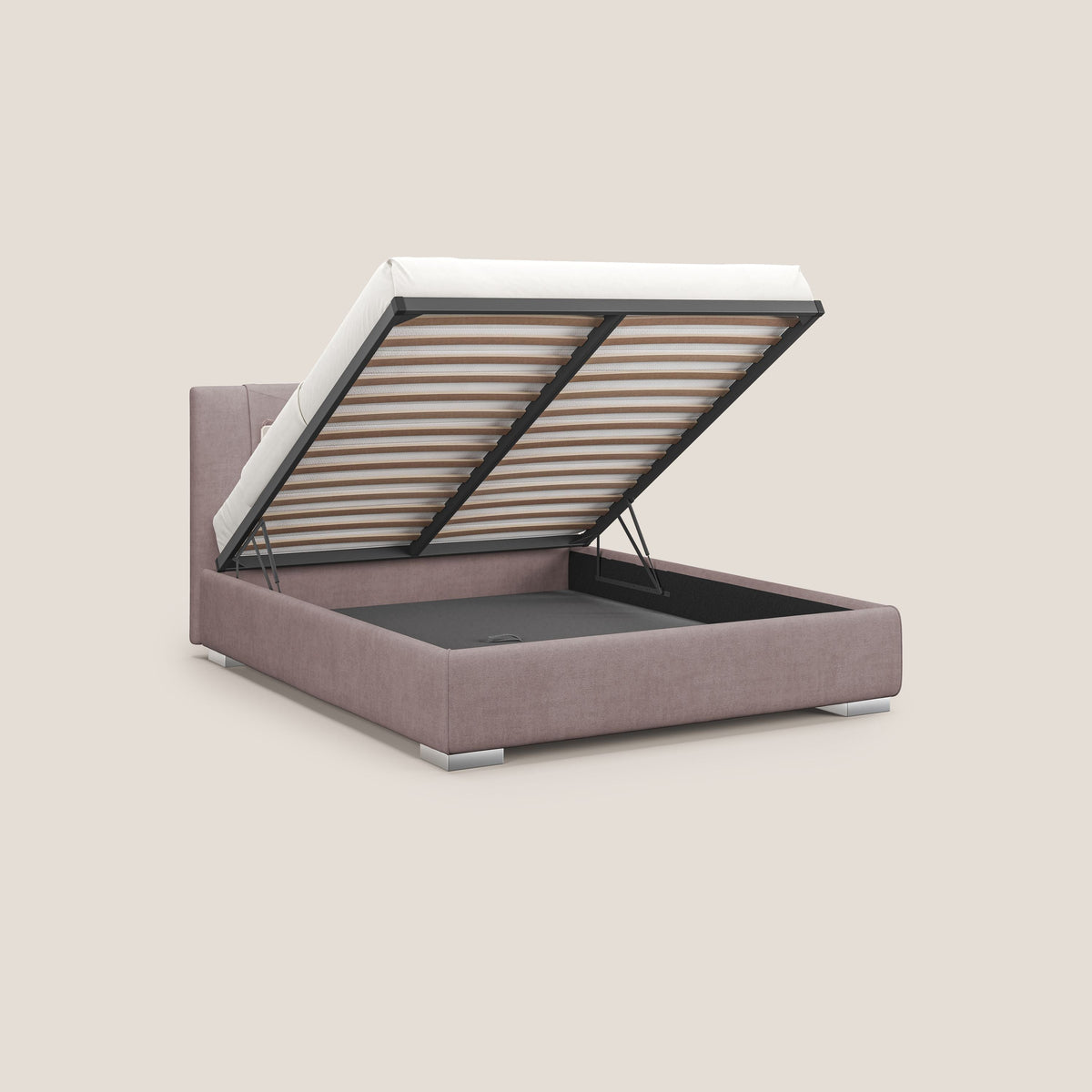 Horus letto imbottito contenitore e presa USB sulla testata in tessuto impermeabile T02 rosa - divitt.sbs
