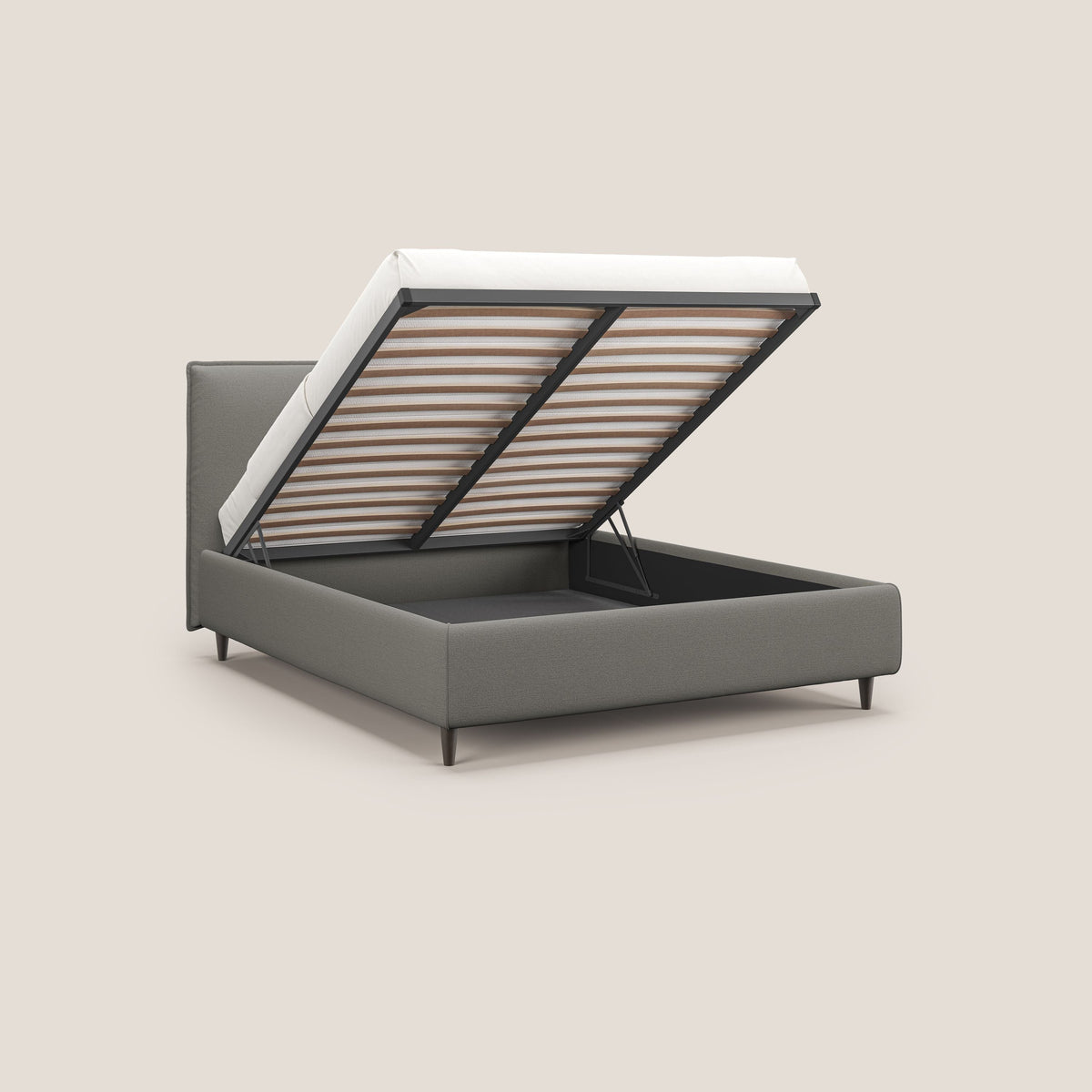 Hunter letto imbottito contenitore sfoderabile in tessuto impermeabile fiammato T19 beige - divitt.sbs