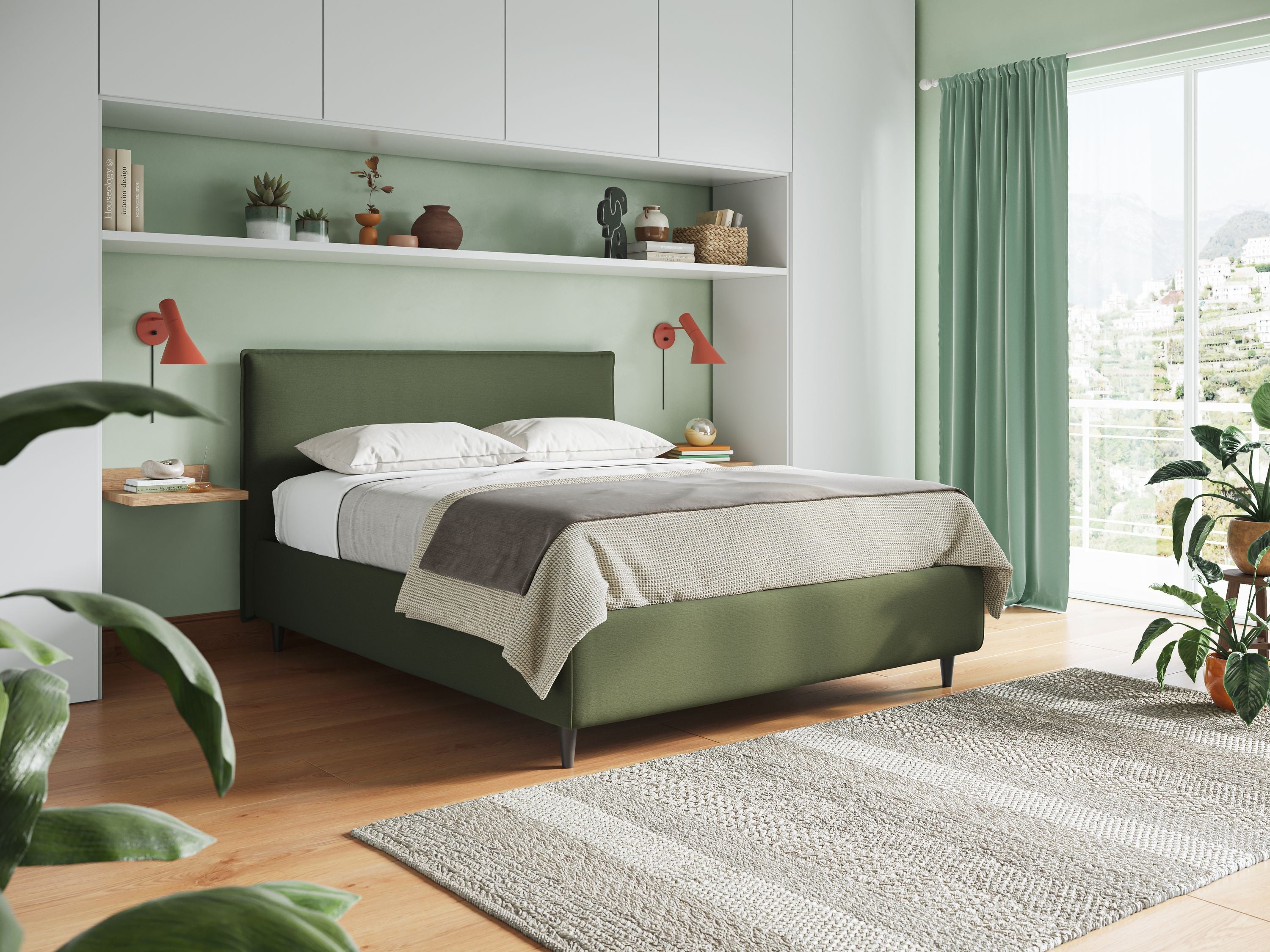 Hunter letto imbottito contenitore sfoderabile in tessuto impermeabile fiammato T19 verde - divitt.sbs