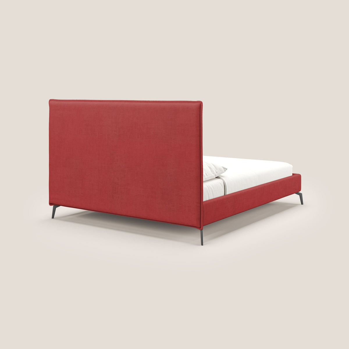 Iris letto imbottito con piedini neri sfoderabile in tessuto impermeabile T02 rosso - divitt.sbs