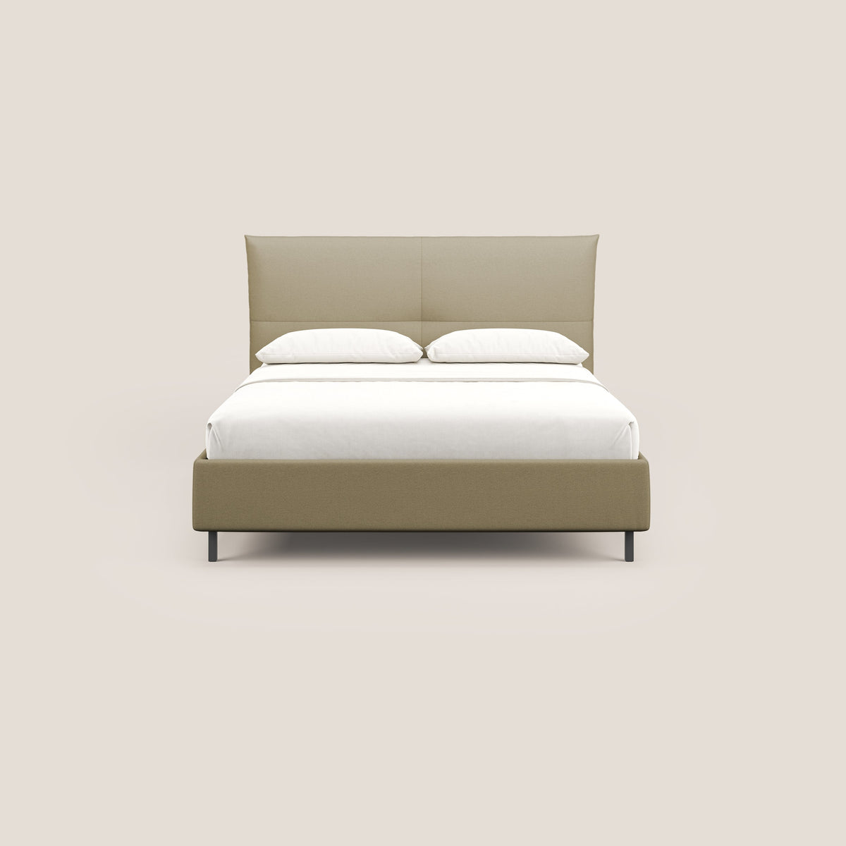Izumi letto imbottito contenitore con piedi alti in tessuto smacchiabile T05 cammello - divitt.sbs