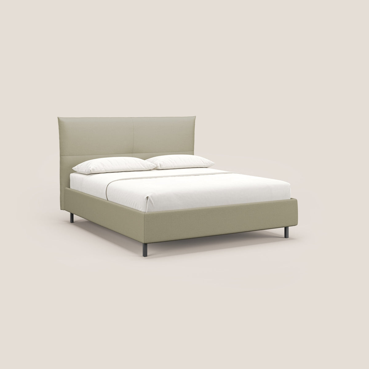 Izumi letto imbottito contenitore con piedi alti in tessuto smacchiabile T05 panna - divitt.sbs