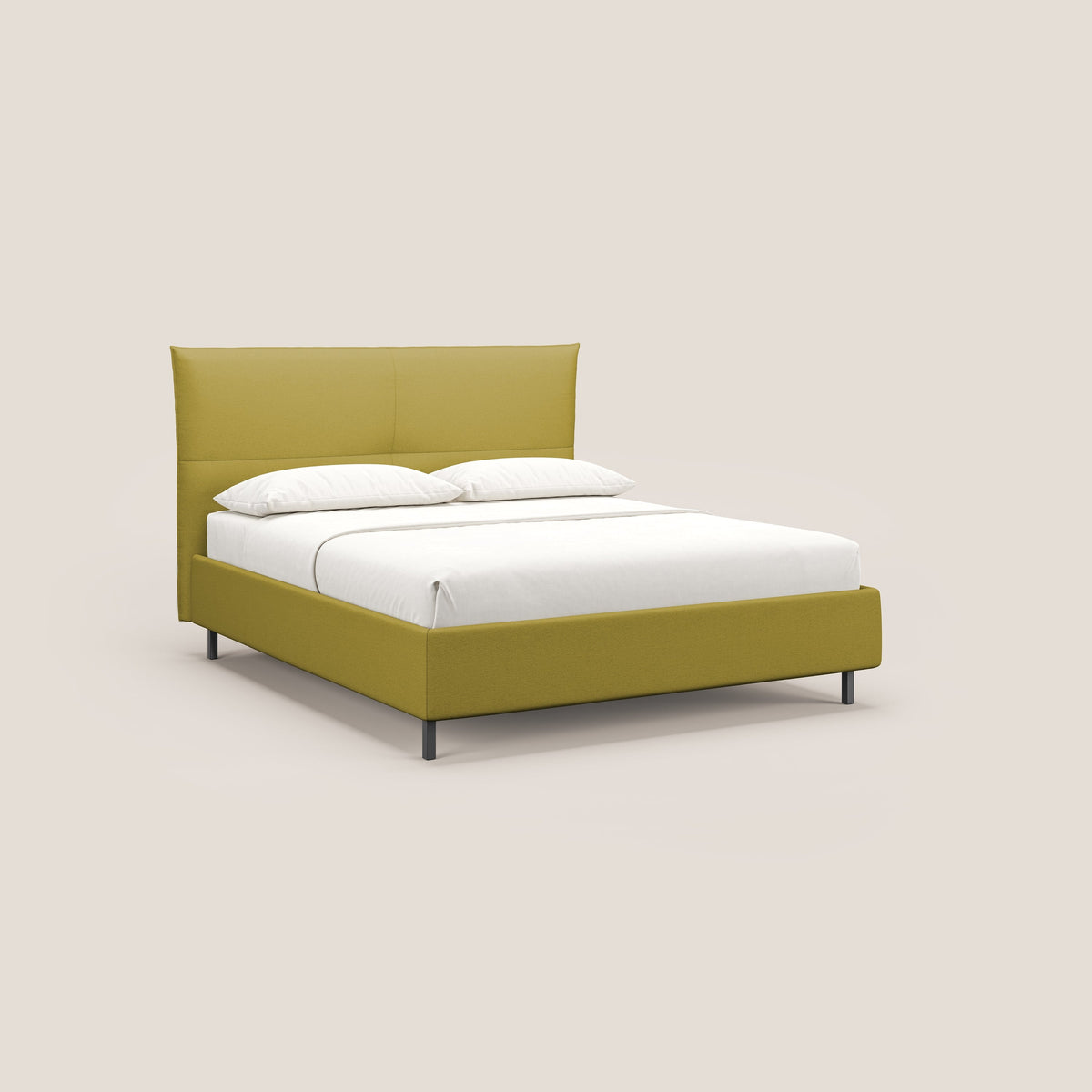 Izumi letto imbottito contenitore con piedi alti in tessuto smacchiabile T05 giallo - divitt.sbs
