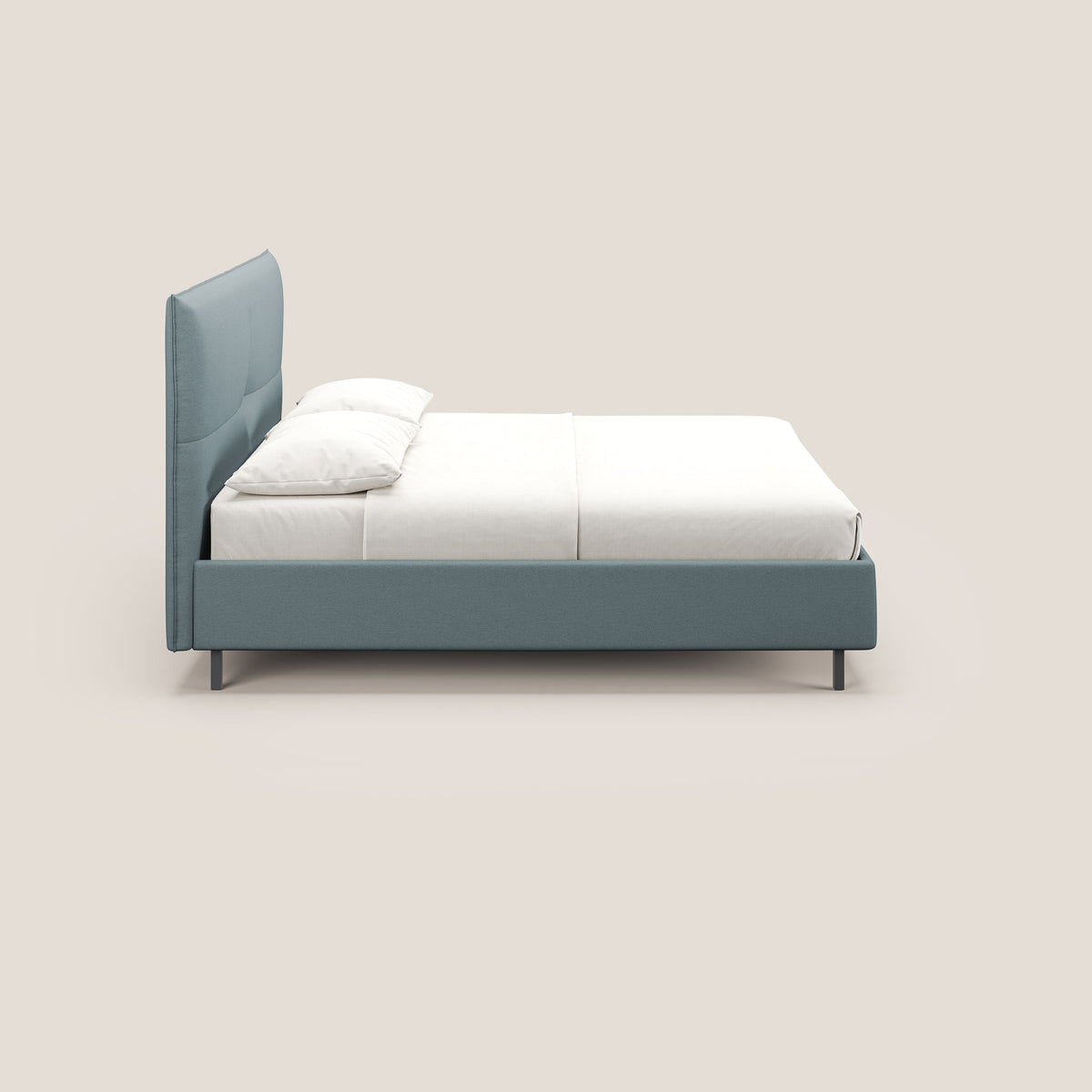 Izumi letto imbottito contenitore con piedi alti in tessuto smacchiabile T05 carta da zucchero - divitt.sbs