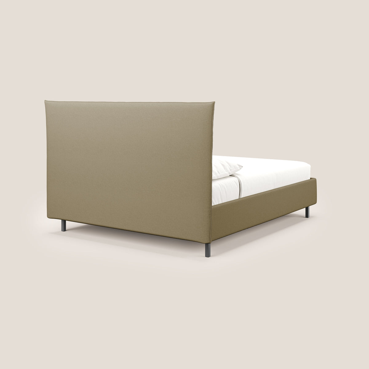 Izumi letto imbottito contenitore con piedi alti in tessuto smacchiabile T05 cammello - divitt.sbs