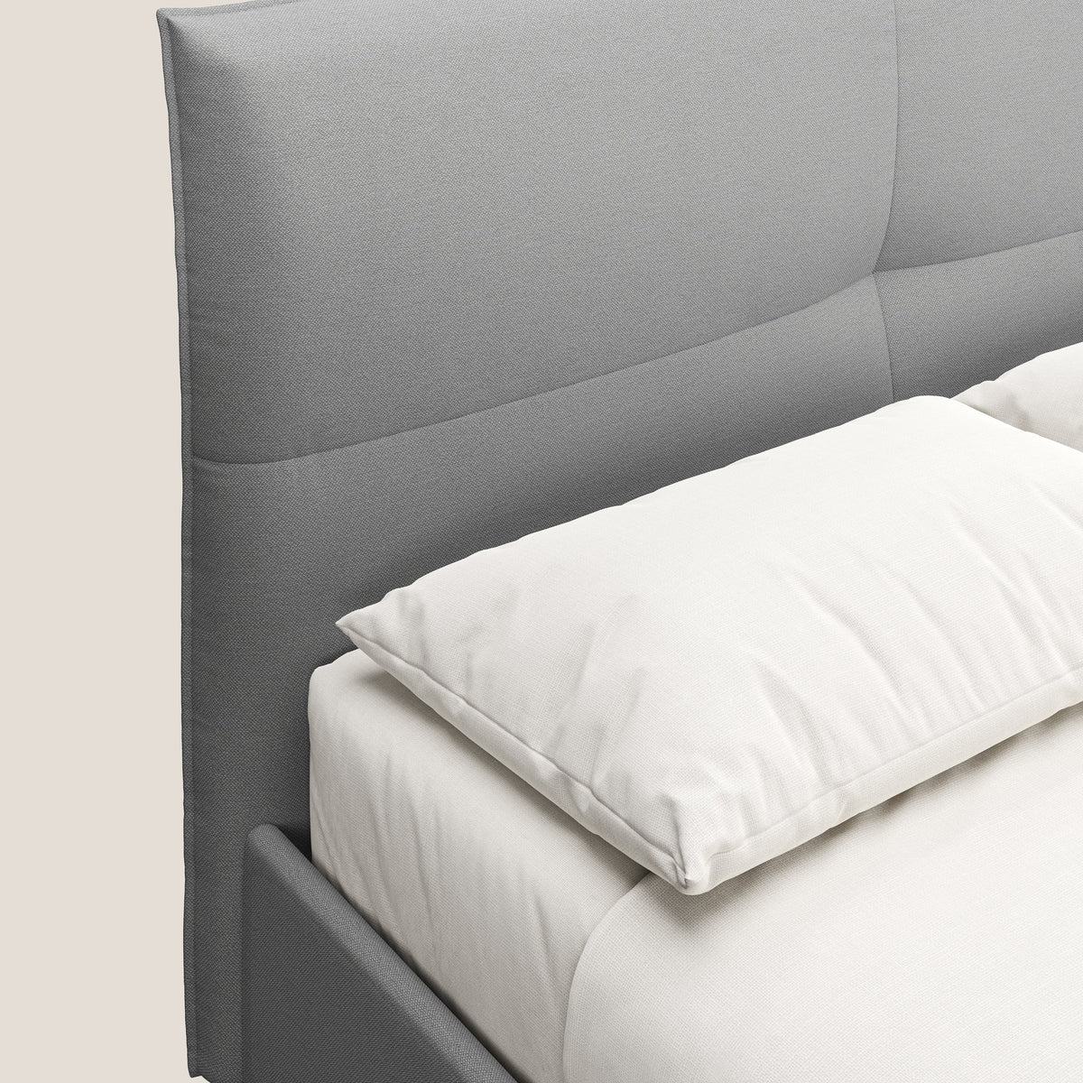 Izumi letto imbottito contenitore con piedi alti in tessuto smacchiabile T05 grigio - divitt.sbs