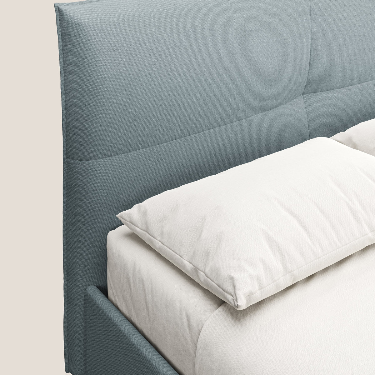 Izumi letto imbottito contenitore con piedi alti in tessuto smacchiabile T05 carta da zucchero - divitt.sbs