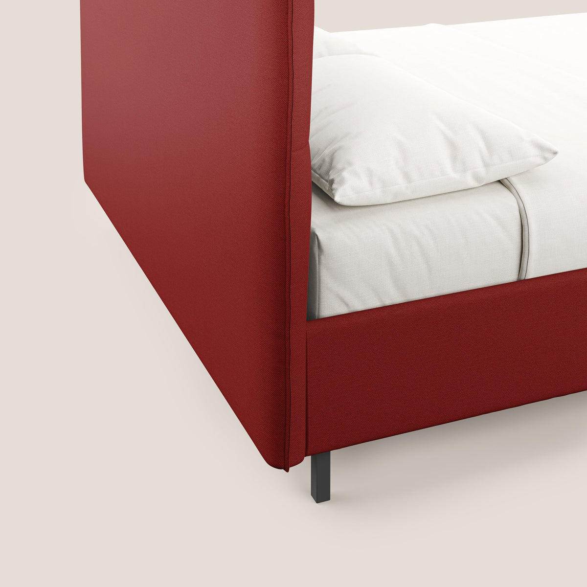 Izumi letto imbottito contenitore con piedi alti in tessuto smacchiabile T05 rosso - divitt.sbs