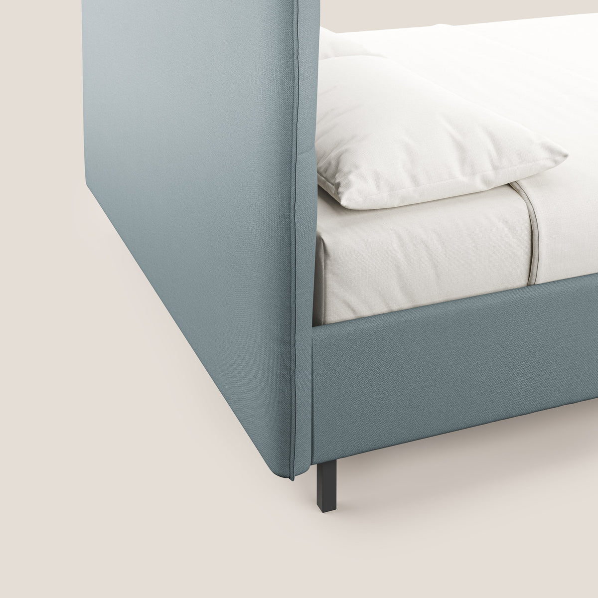 Izumi letto imbottito contenitore con piedi alti in tessuto smacchiabile T05 carta da zucchero - divitt.sbs