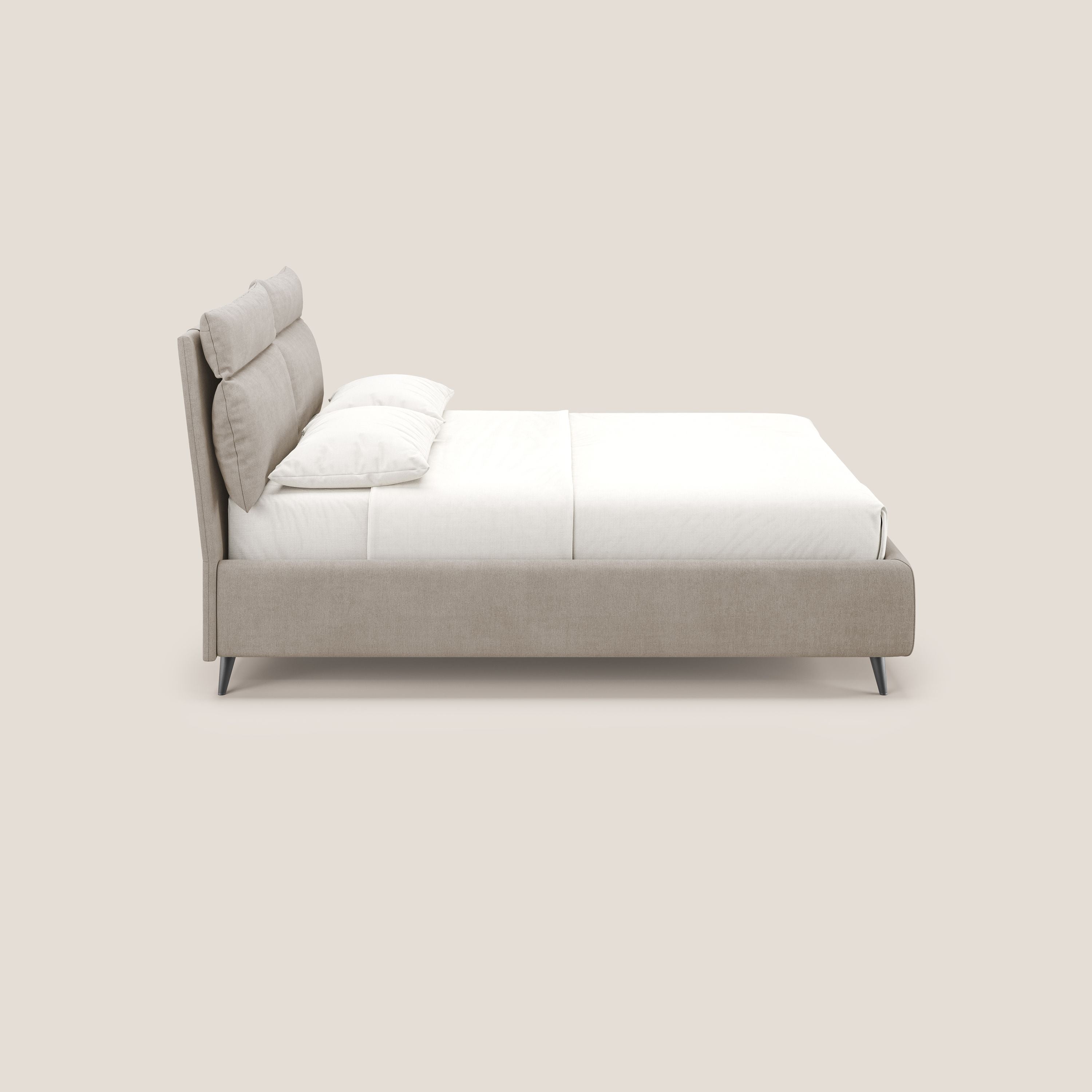 Jerry letto imbottito contenitore e cuscini reclinabili in tessuto smacchiabile T17 beige - divitt.sbs