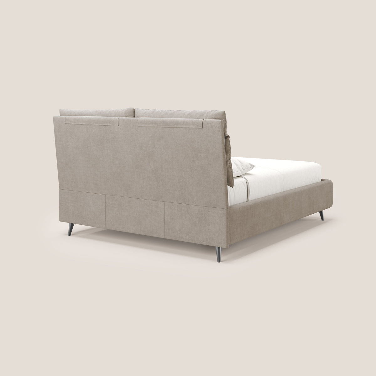 Jerry letto imbottito contenitore e cuscini reclinabili in tessuto smacchiabile T17 beige - divitt.sbs