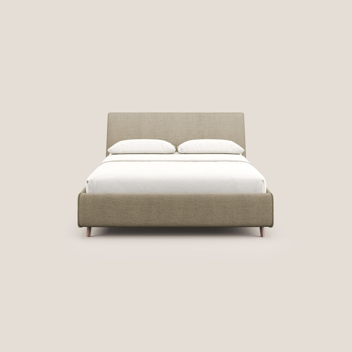 Justin letto imbottito contenitore e sfoderabile in tessuto fiammato impermeabile T03 beige - divitt.sbs