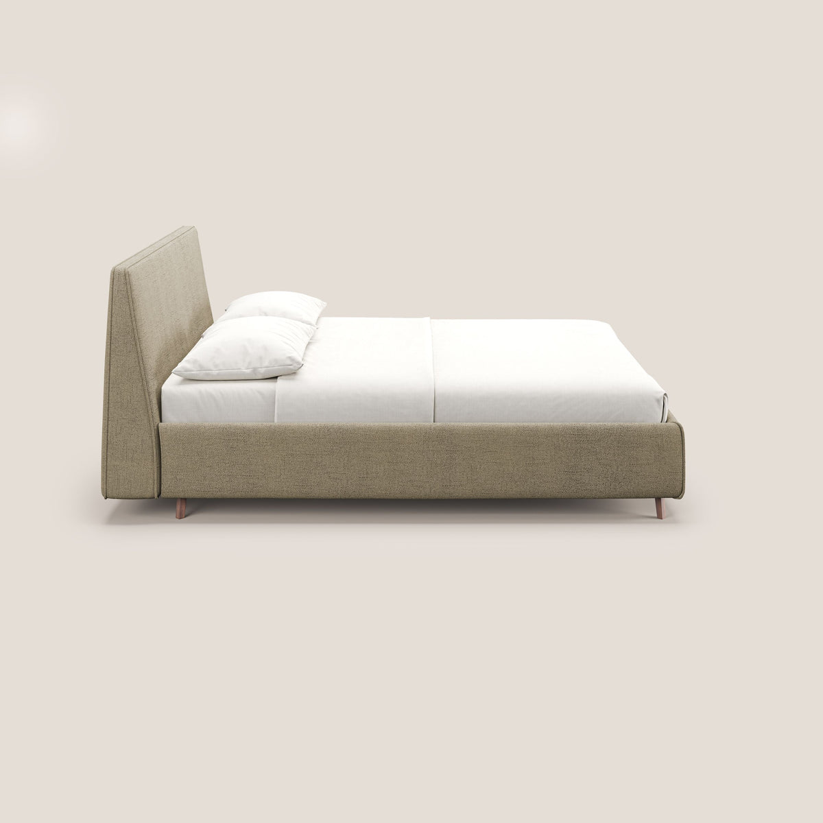 Justin letto imbottito contenitore e sfoderabile in tessuto fiammato impermeabile T03 beige - divitt.sbs