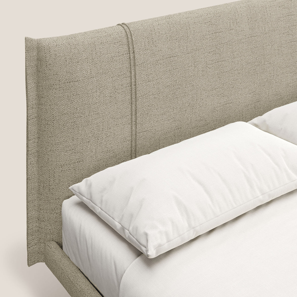 Klaus LETTO moderno con piedi in mogano e tessuto fiammato impermeabile T03 beige - divitt.sbs