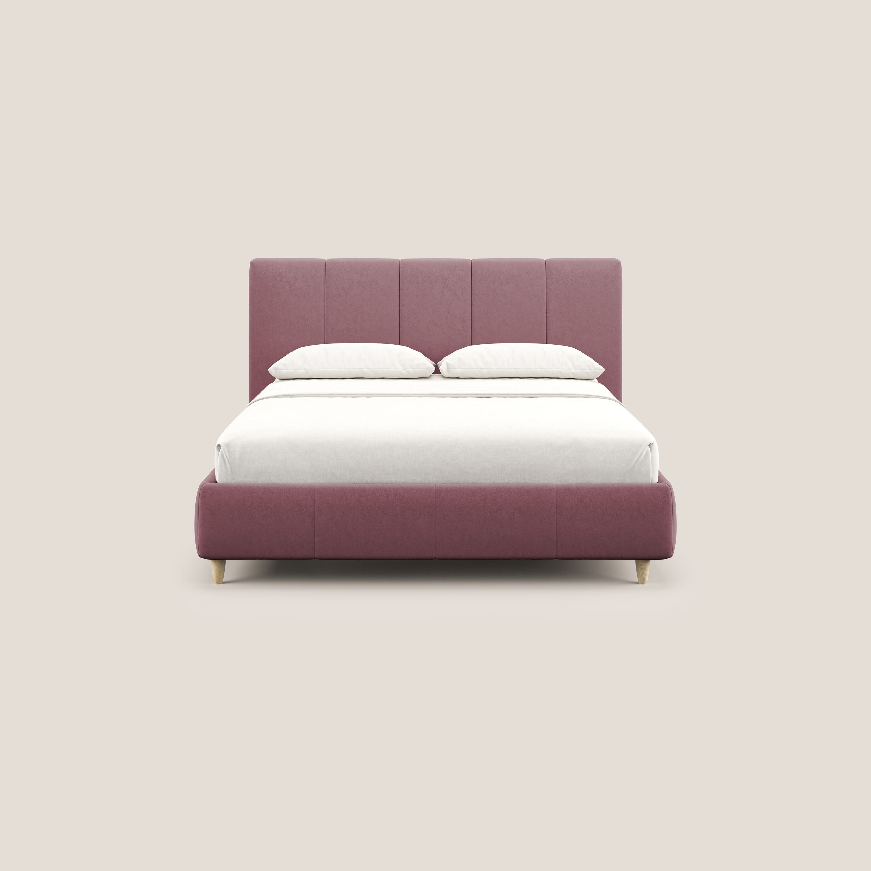 Laura letto imbottito contenitore e sfoderabile in microfibra velluto impermeabile T09 salmone - divitt.sbs