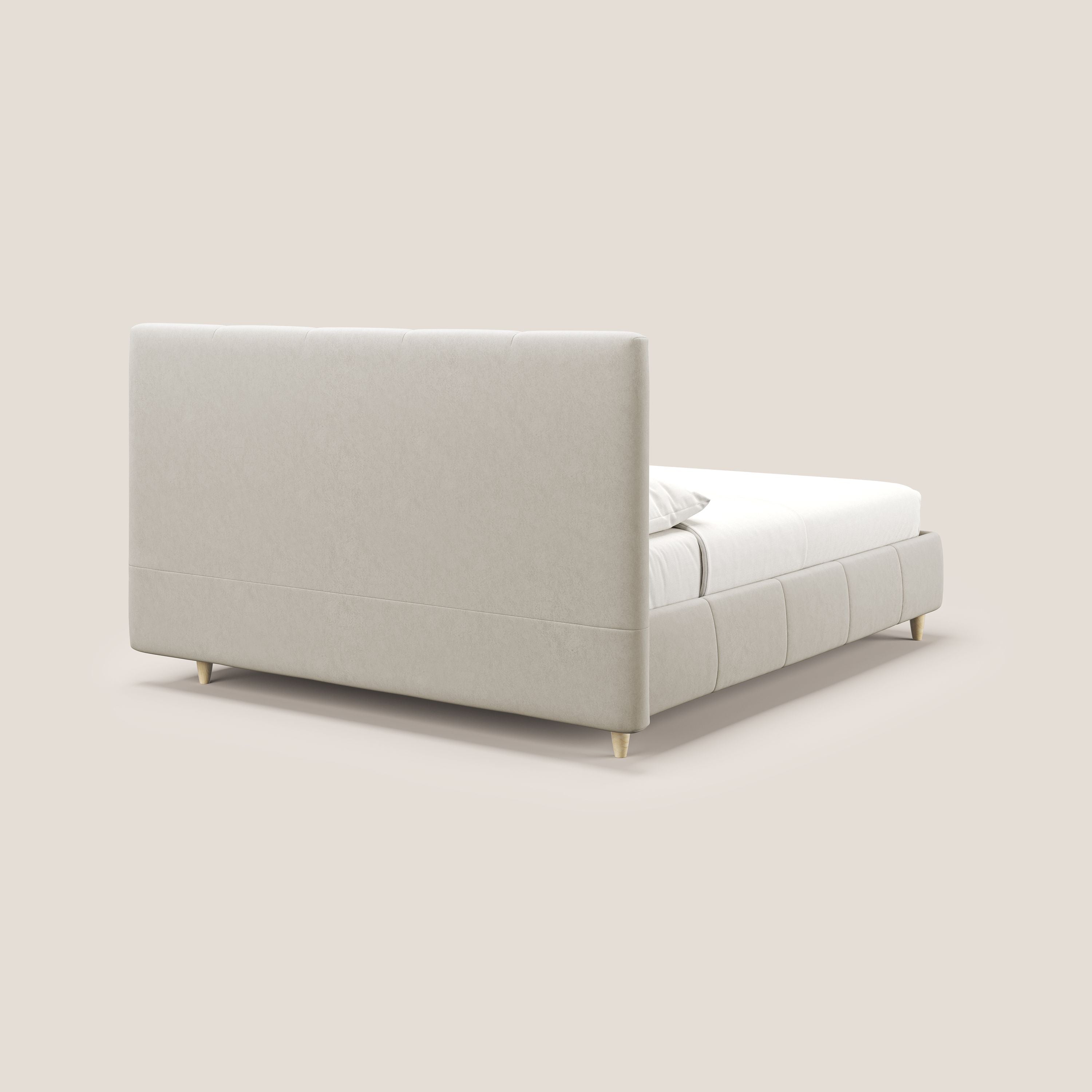 Laura letto imbottito contenitore e sfoderabile in microfibra velluto impermeabile T09 beige - divitt.sbs