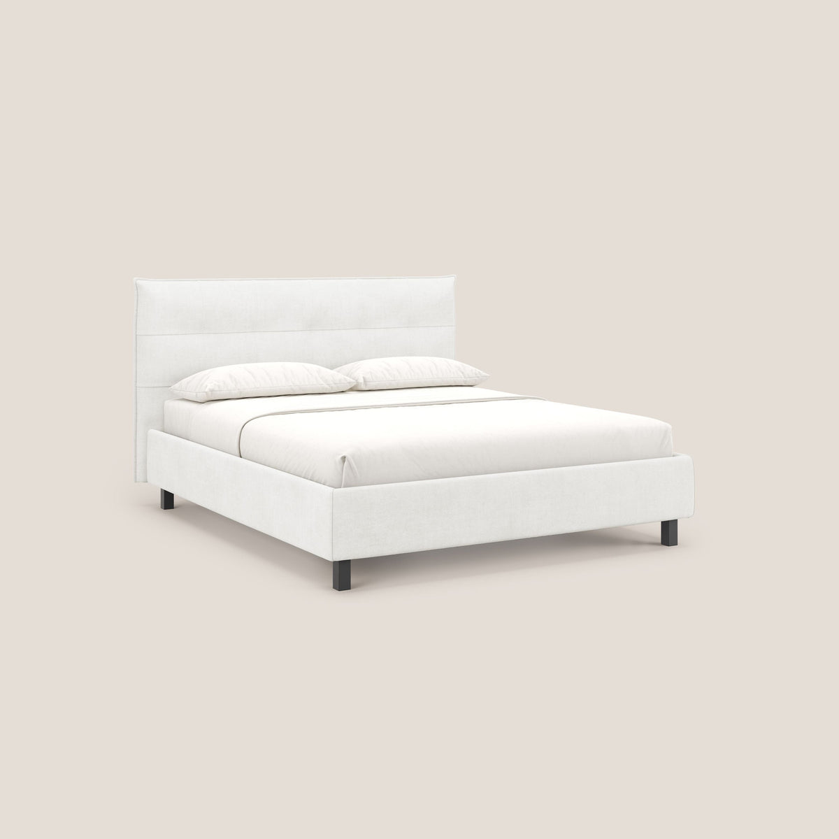 Liam letto contenitore con testata trapuntata in tessuto smacchiabile T17 bianco - divitt.sbs