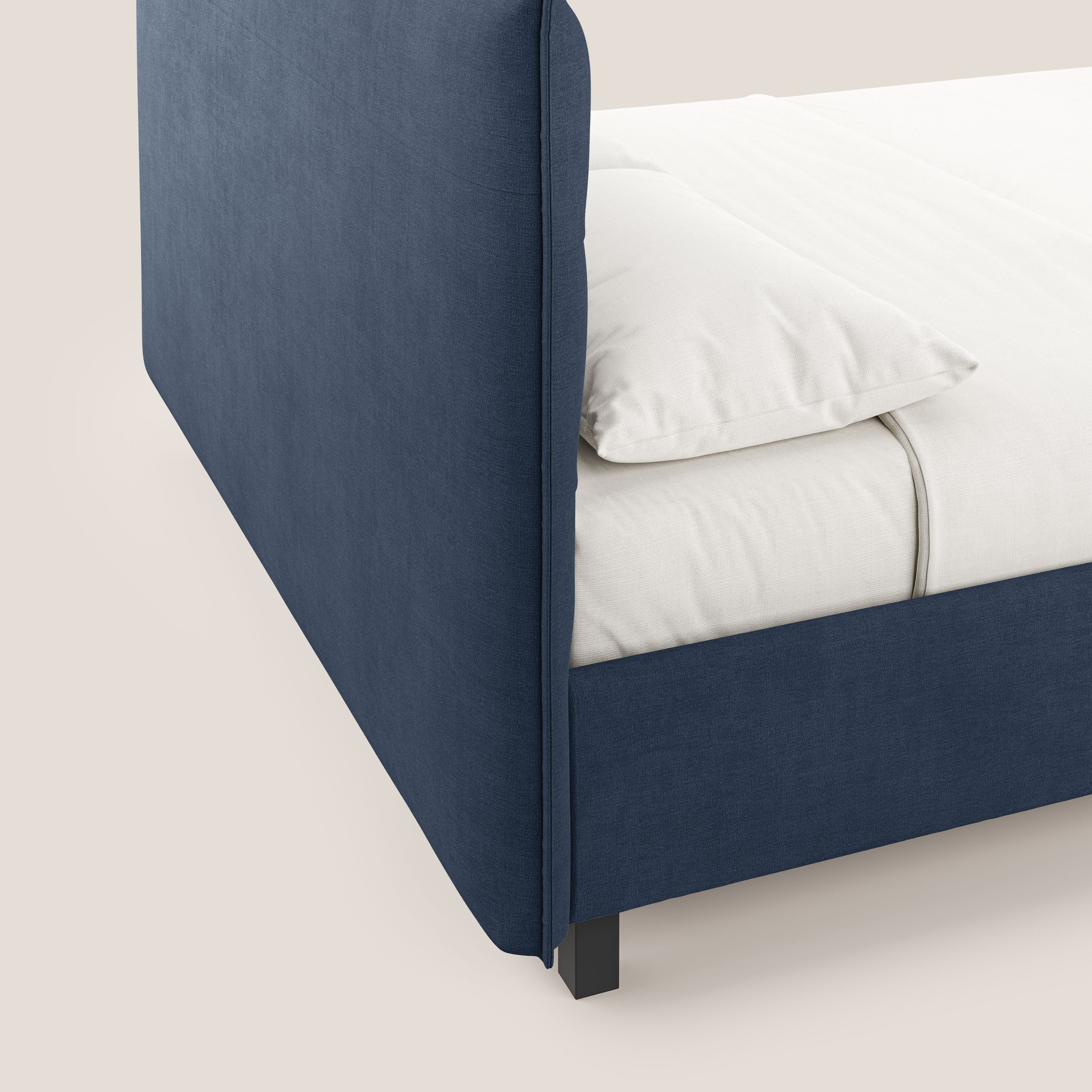 Liam letto contenitore con testata trapuntata in tessuto smacchiabile T17 blu - divitt.sbs