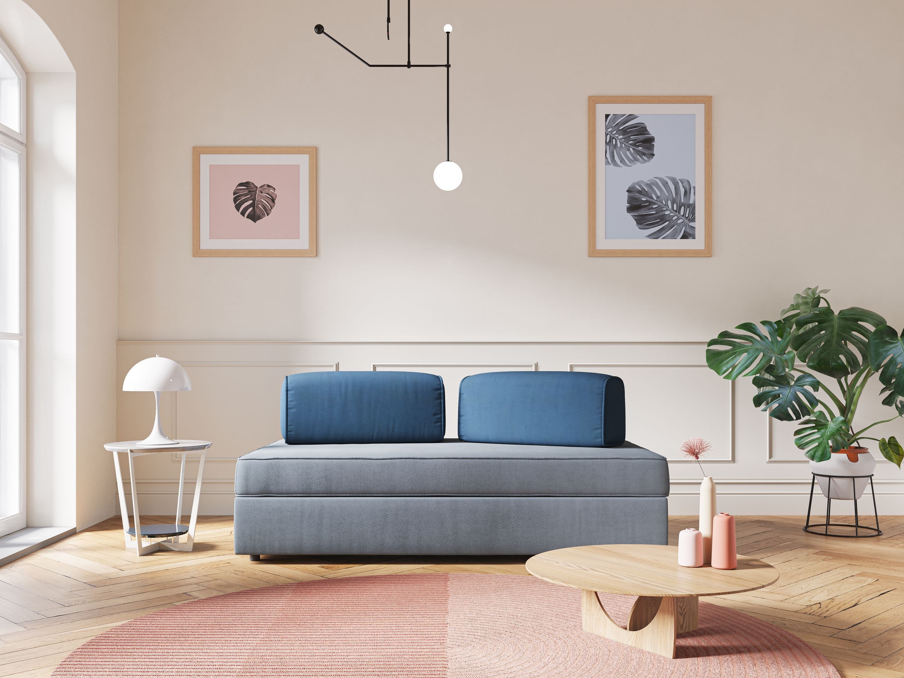 Liberty divano con pouf estraibile e schienali movibili in tessuto morbido impermeabile T02 azzurro - divitt.sbs