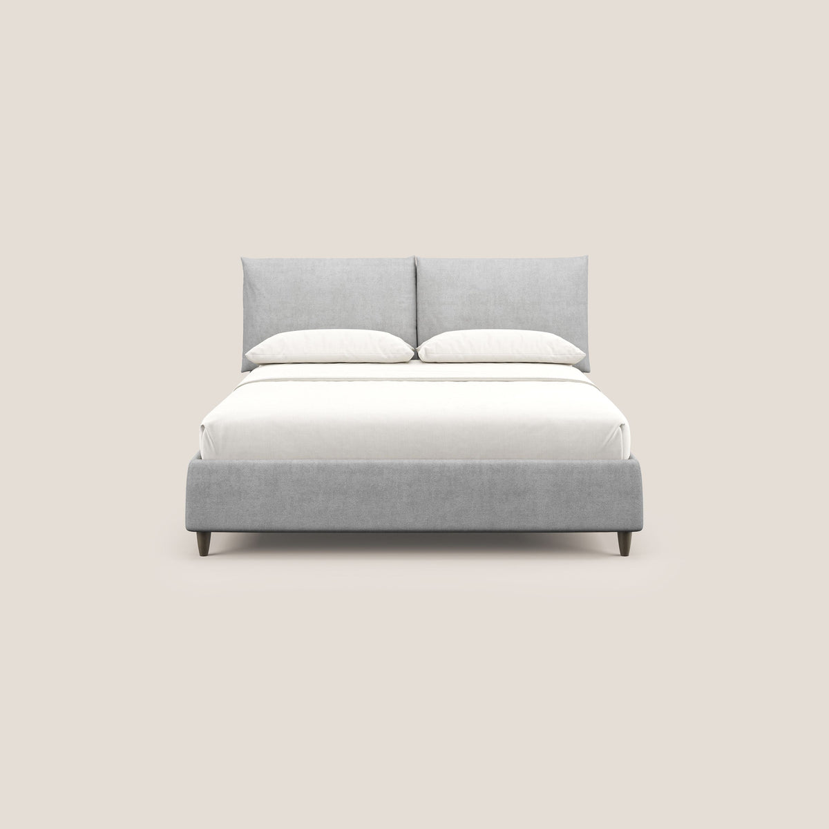 Mariana letto imbottito contenitore con cuscini in tessuto impermeabile T02 grigio chiaro - divitt.sbs