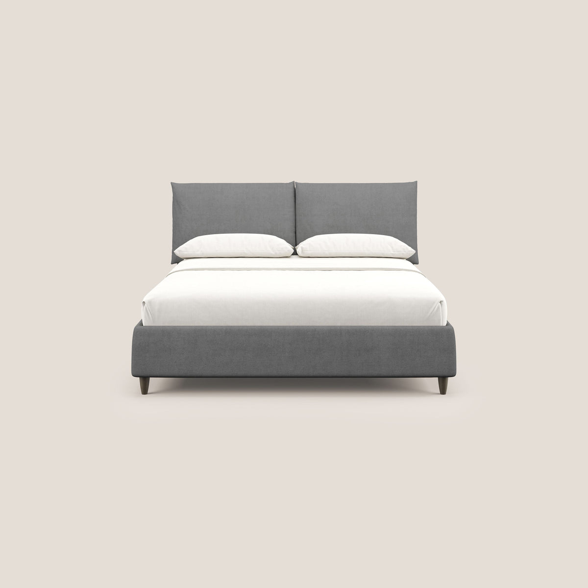 Mariana letto imbottito contenitore con cuscini in tessuto impermeabile T02 grigio - divitt.sbs