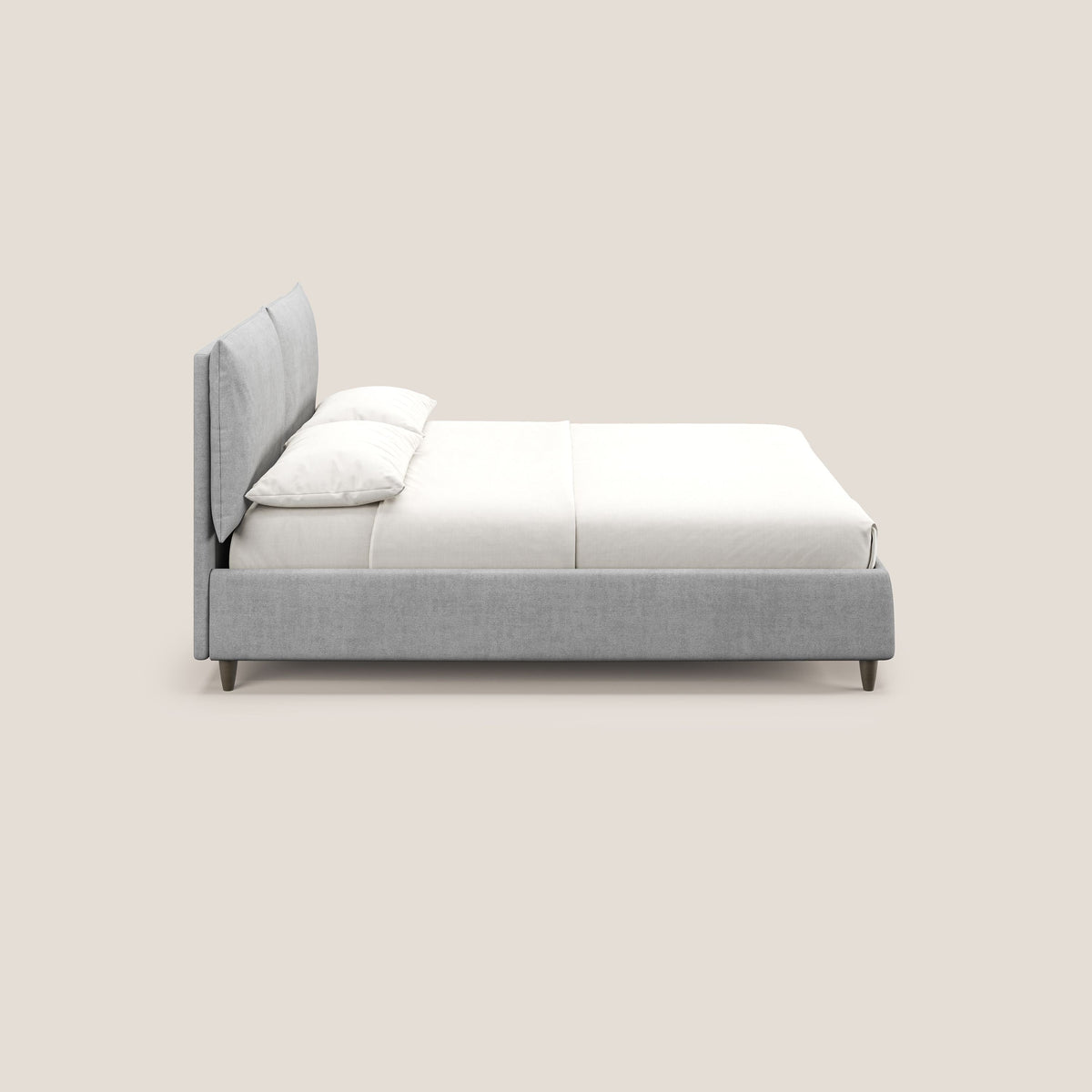 Mariana letto imbottito contenitore con cuscini in tessuto impermeabile T02 grigio chiaro - divitt.sbs