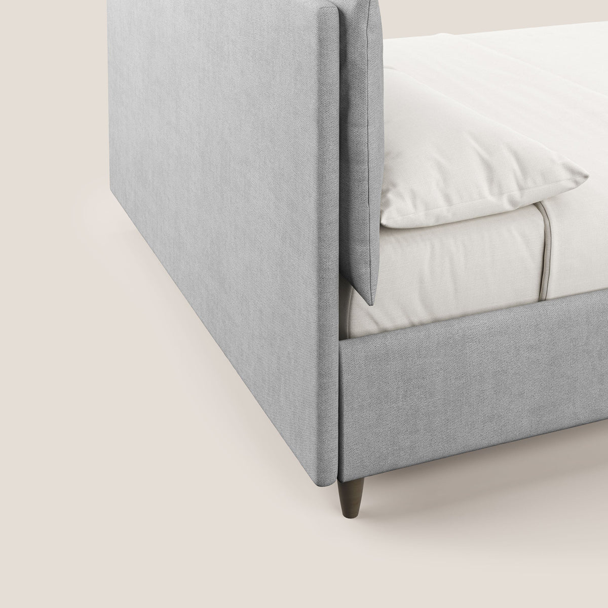 Mariana letto imbottito contenitore con cuscini in tessuto impermeabile T02 grigio chiaro - divitt.sbs