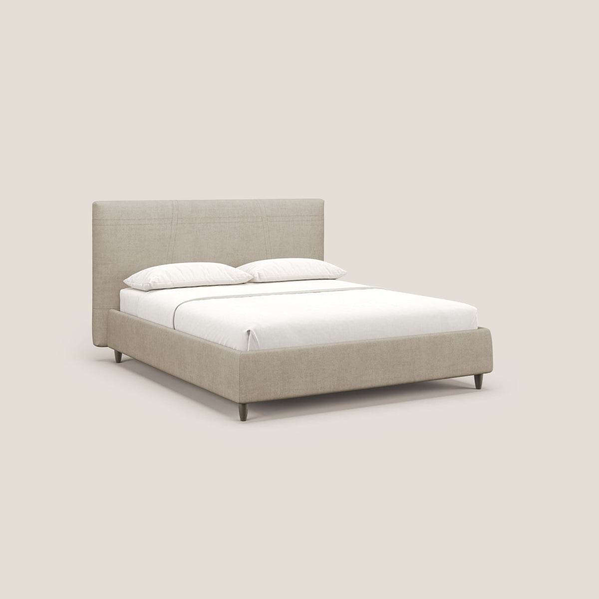 Martina letto imbottito contenitore in tessuto impermeabile T02 beige - divitt.sbs