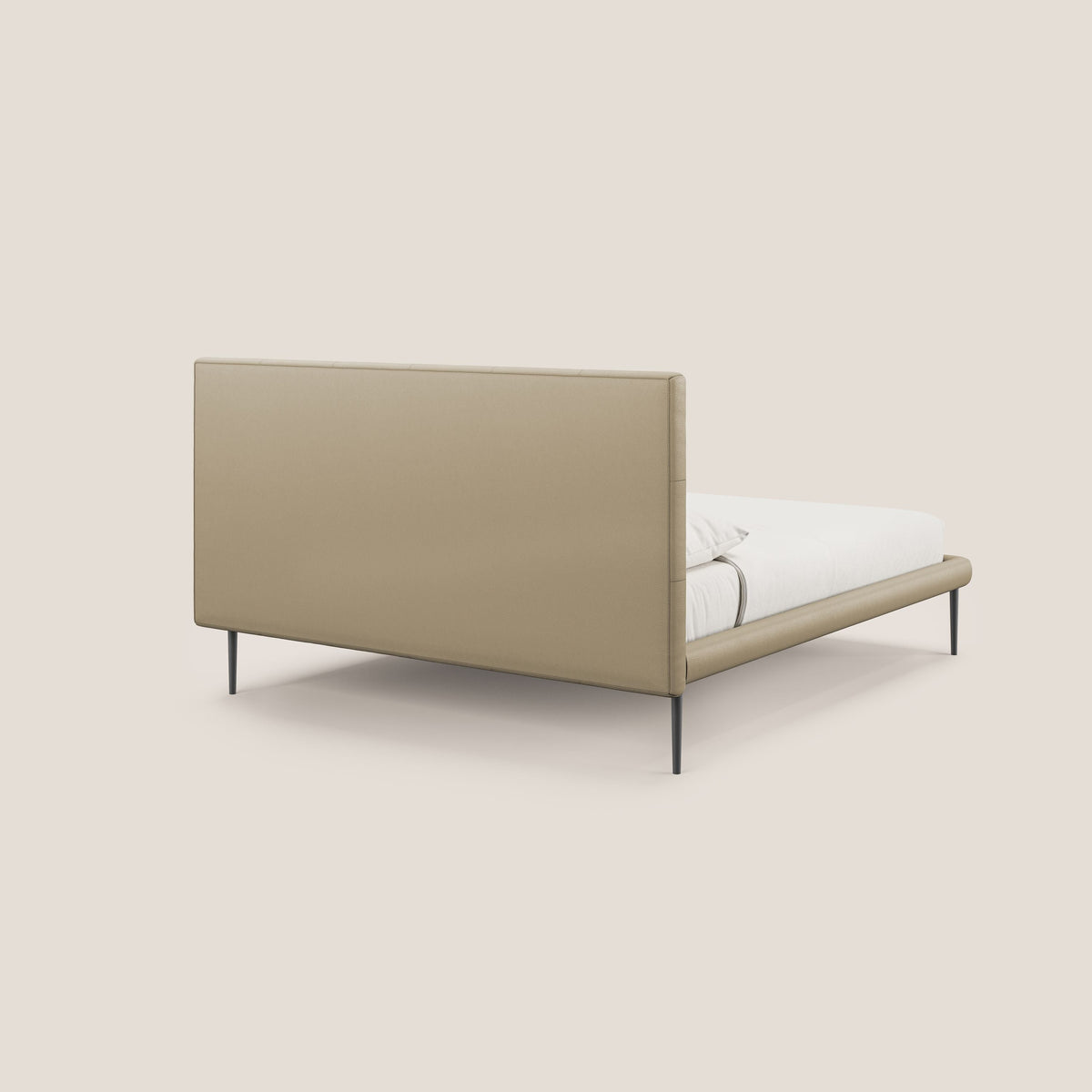 Midori letto imbottito trapuntato in ecopelle con piedini alti T04 beige - divitt.sbs
