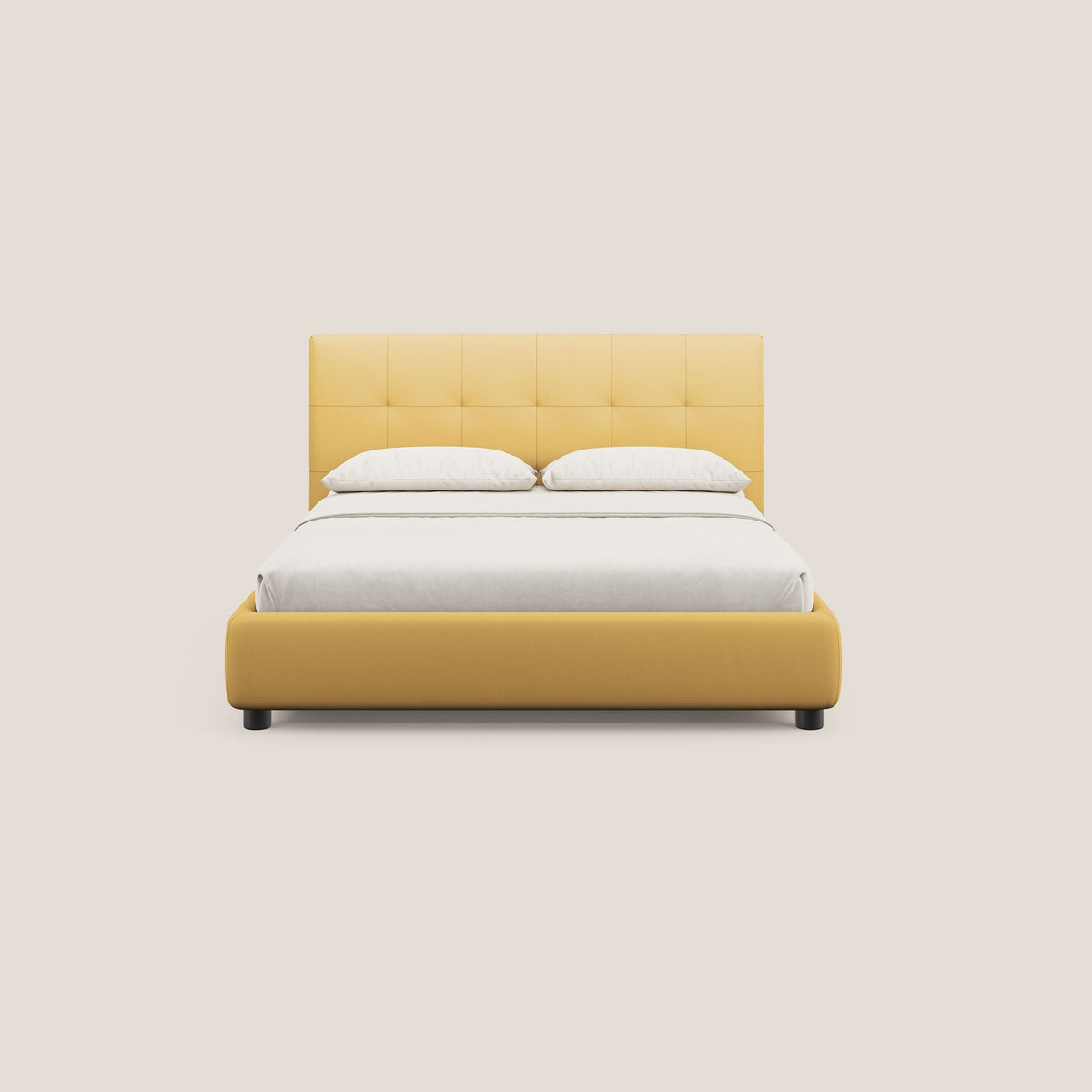 Minato letto imbottito contenitore con testata trapuntata in ecopelle impermeabile T04 giallo - divitt.sbs