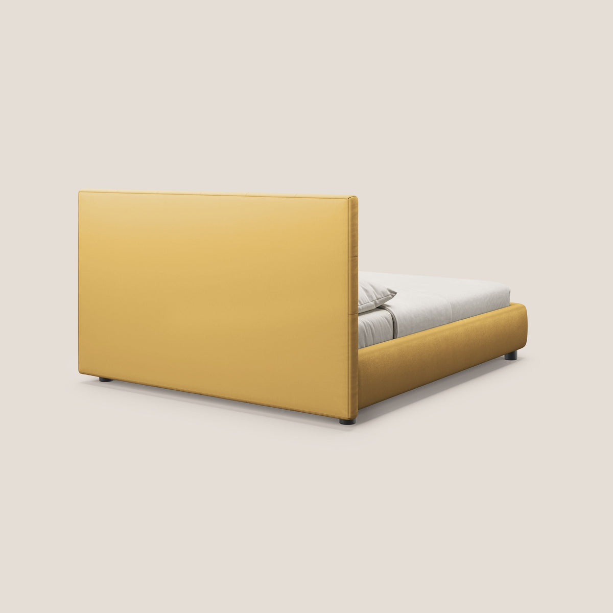 Minato letto imbottito contenitore con testata trapuntata in ecopelle impermeabile T04 giallo - divitt.sbs