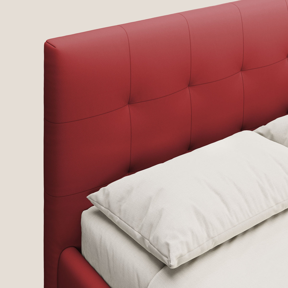 Minato letto imbottito contenitore con testata trapuntata in ecopelle impermeabile T04 rosso - divitt.sbs