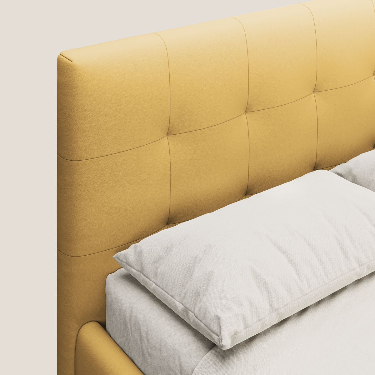 Minato letto imbottito contenitore con testata trapuntata in ecopelle impermeabile T04 giallo - divitt.sbs