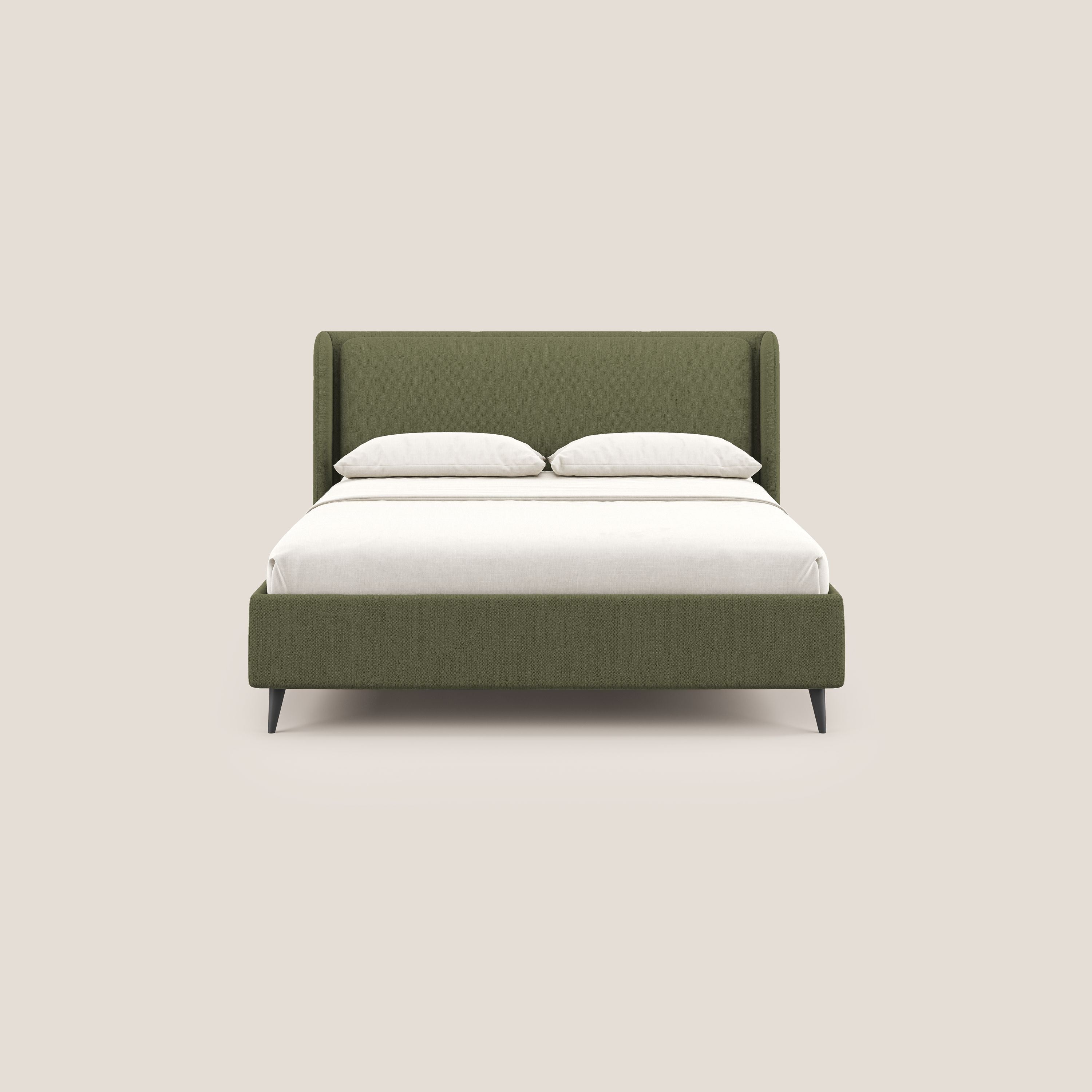 Nadine letto contenitore di design e comfort Italiano in tessuto impermeabile T19 verde - divitt.sbs