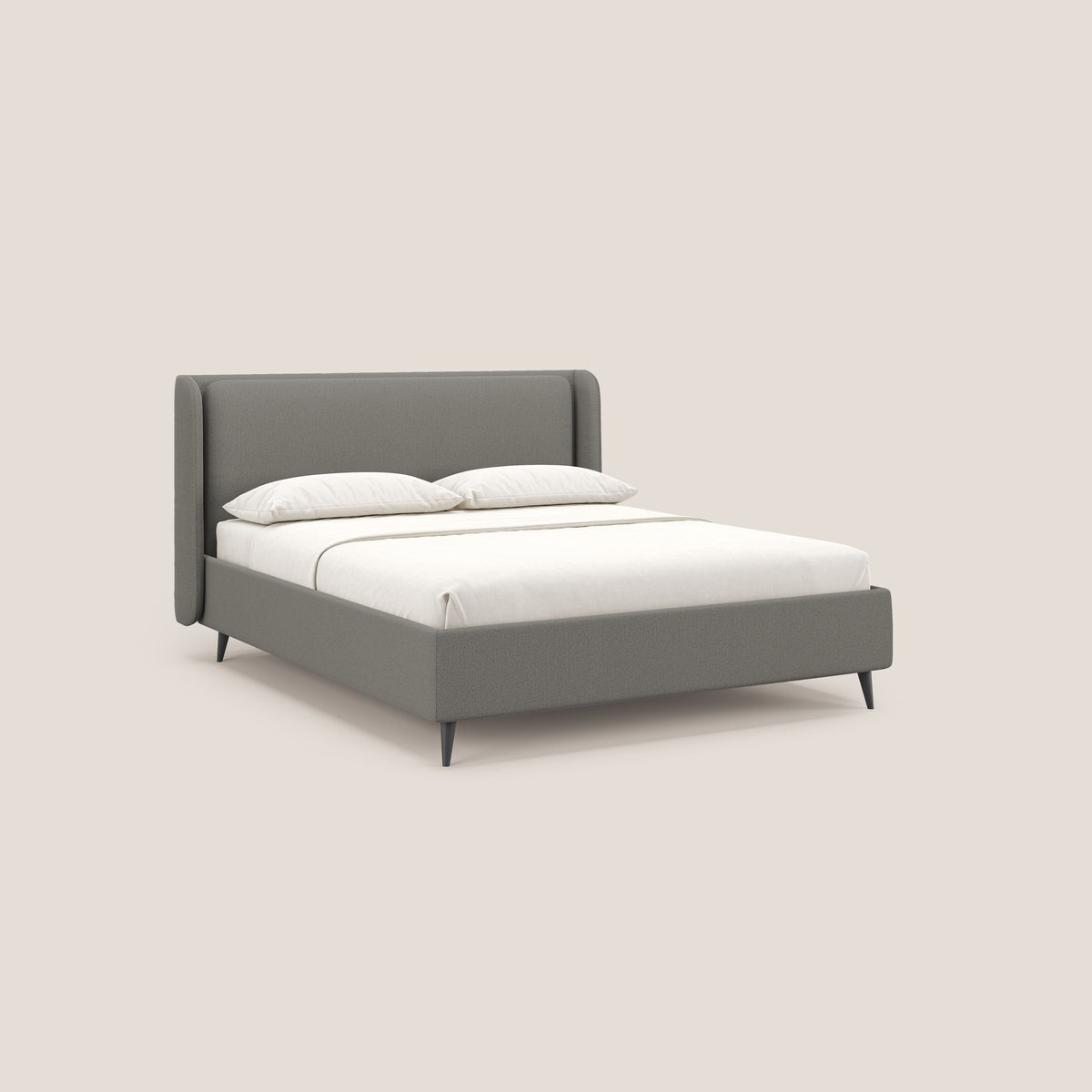 Nadine letto contenitore di design e comfort Italiano in tessuto impermeabile T19 beige - divitt.sbs