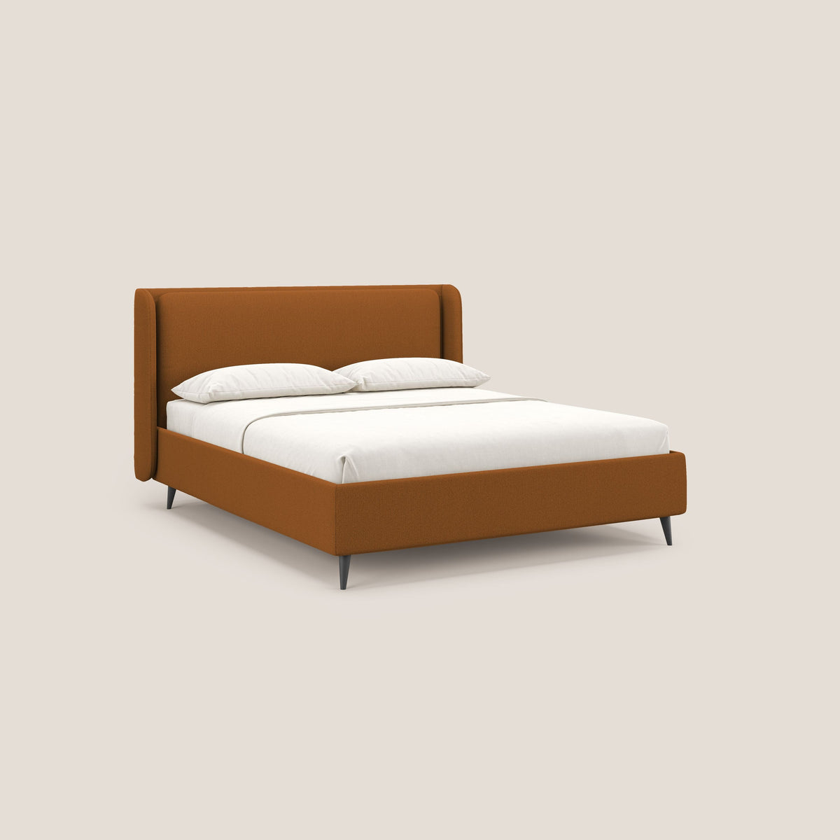 Nadine letto contenitore di design e comfort Italiano in tessuto impermeabile T19 arancio - divitt.sbs