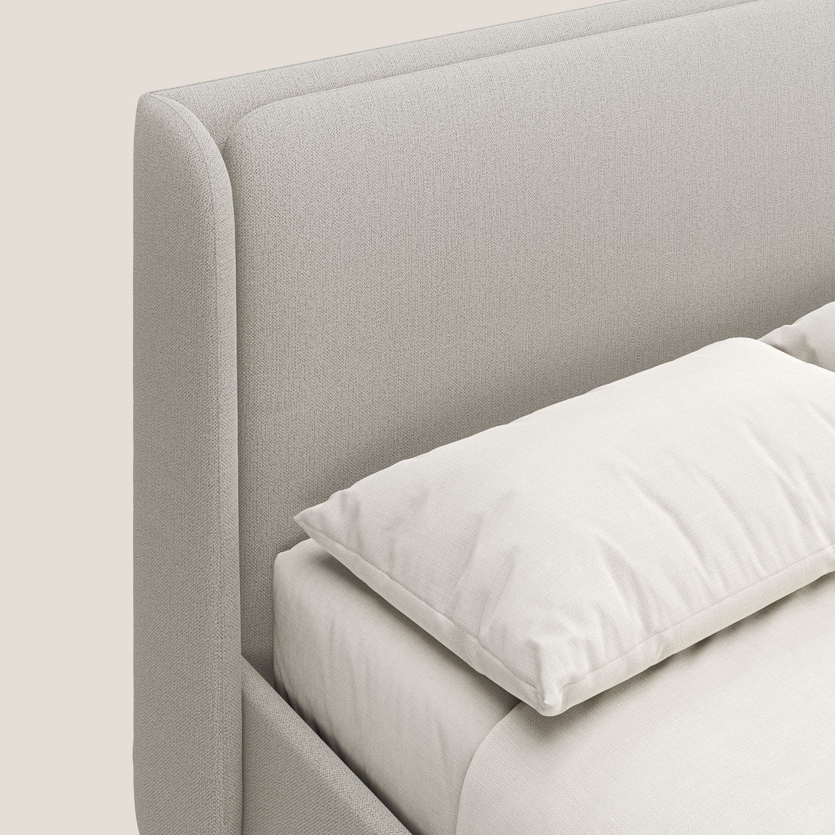 Nadine letto contenitore di design e comfort Italiano in tessuto impermeabile T19 panna - divitt.sbs