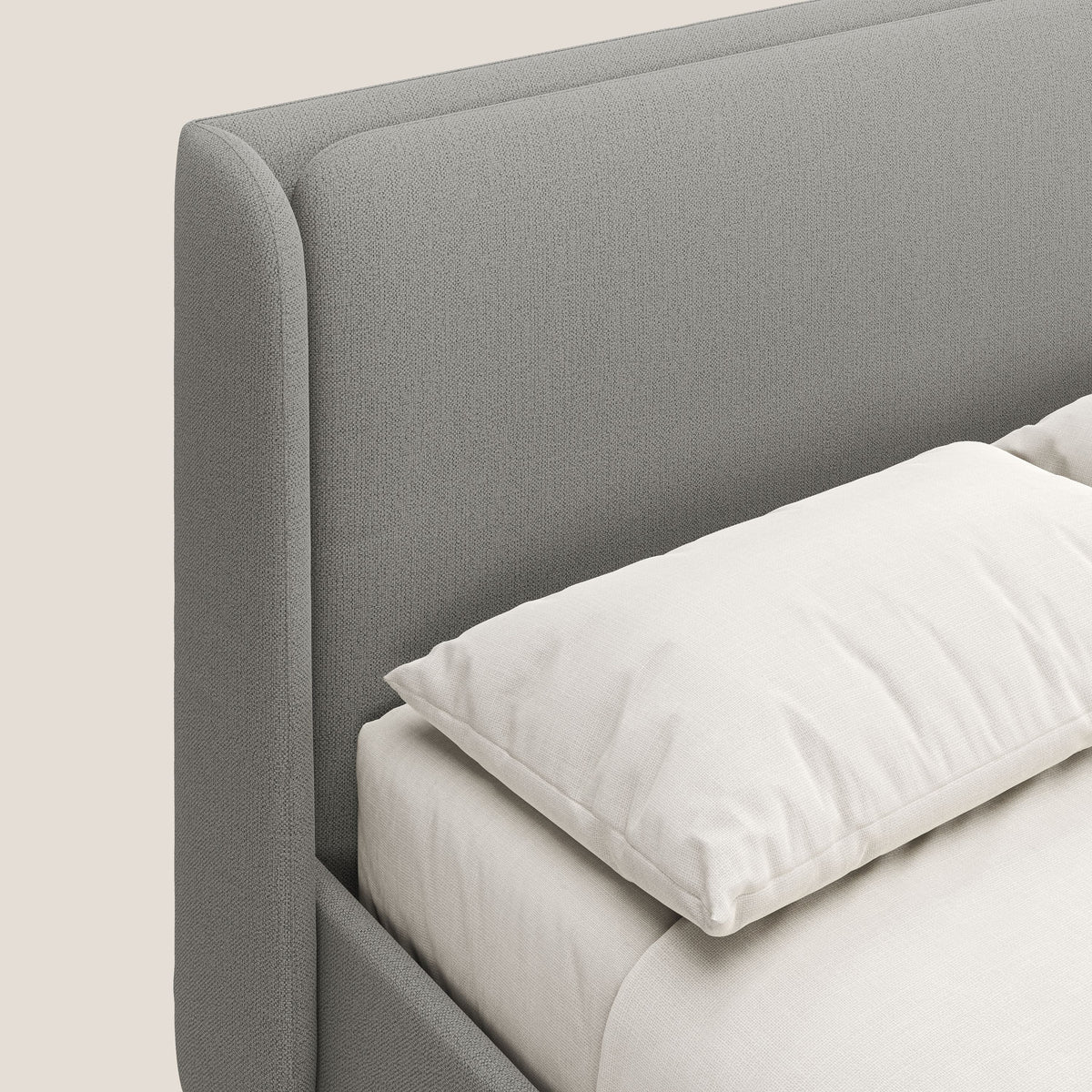 Nadine letto contenitore di design e comfort Italiano in tessuto impermeabile T19 beige - divitt.sbs