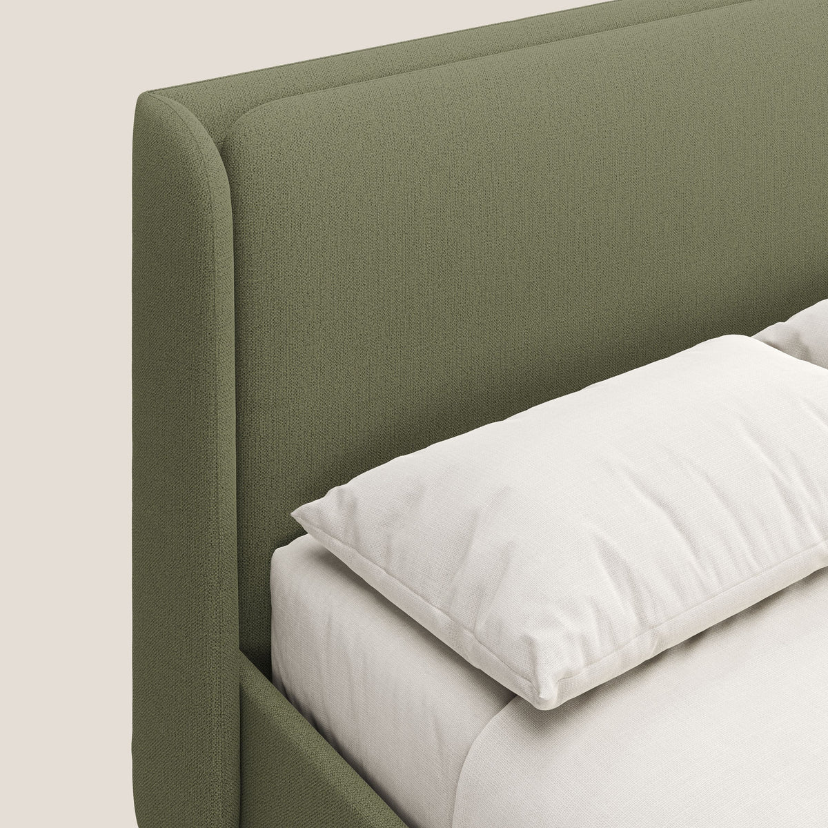 Nadine letto contenitore di design e comfort Italiano in tessuto impermeabile T19 verde - divitt.sbs