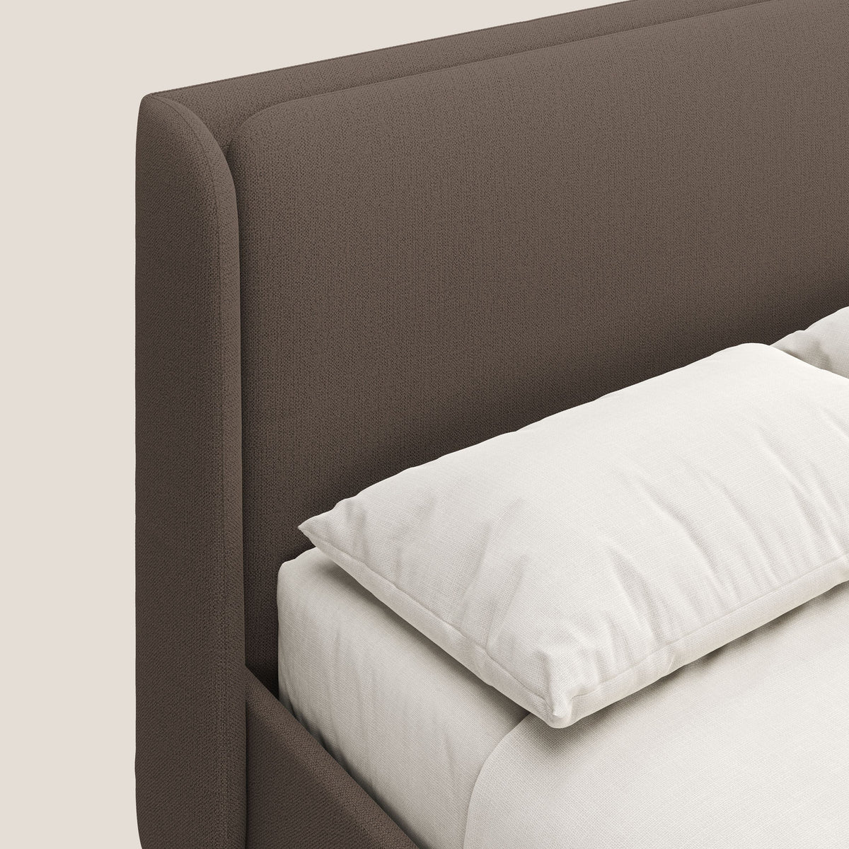 Nadine letto contenitore di design e comfort Italiano in tessuto impermeabile T19 marrone - divitt.sbs