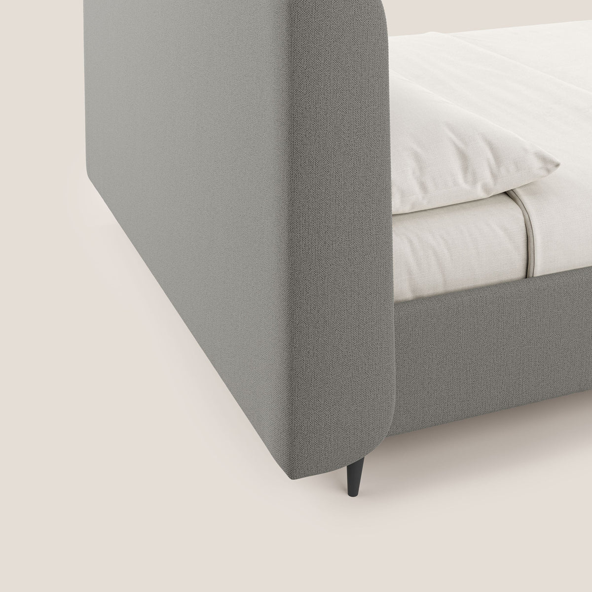 Nadine letto contenitore di design e comfort Italiano in tessuto impermeabile T19 beige - divitt.sbs