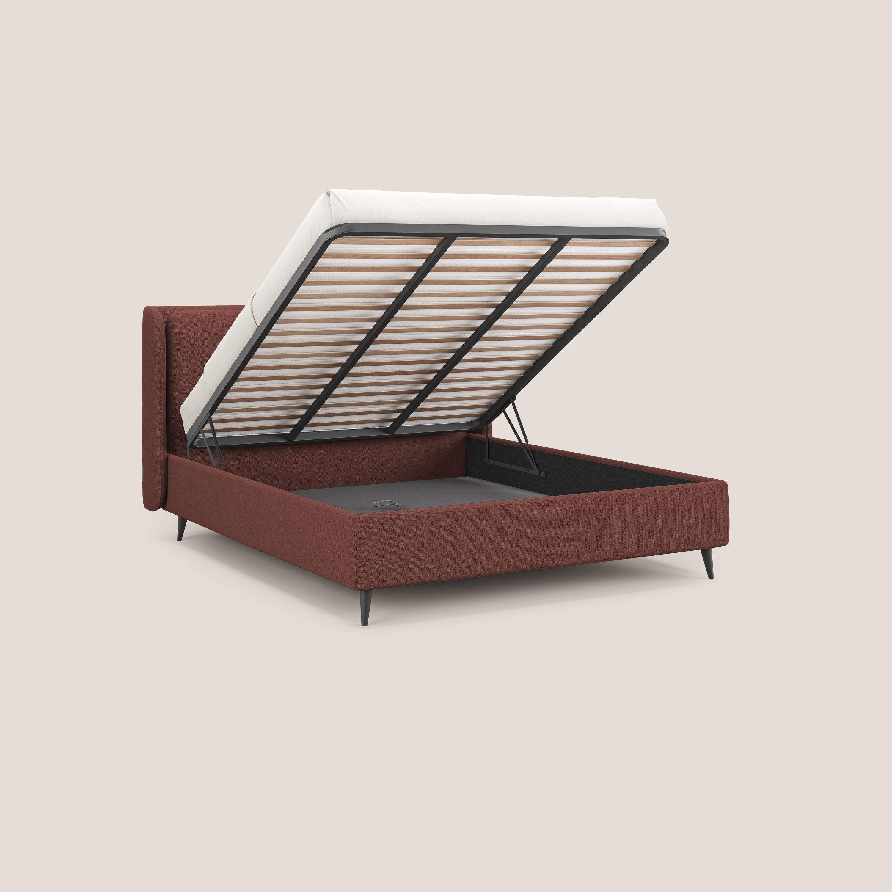 Nadine letto contenitore di design e comfort Italiano in tessuto impermeabile T19 salmone - divitt.sbs