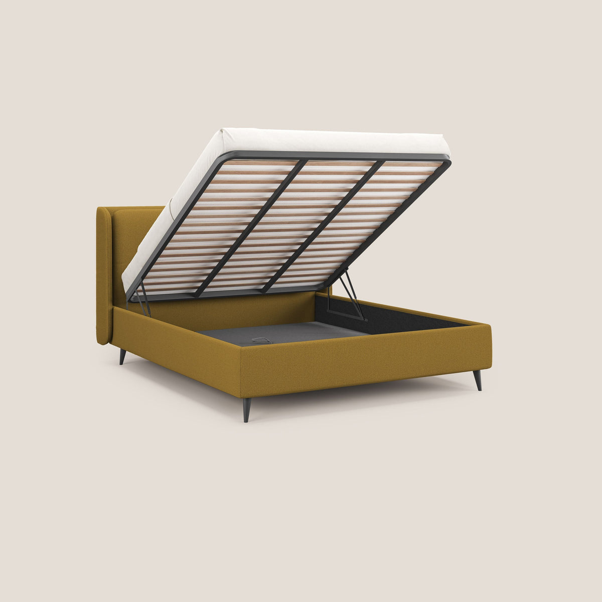 Nadine letto contenitore di design e comfort Italiano in tessuto impermeabile T19 giallo - divitt.sbs