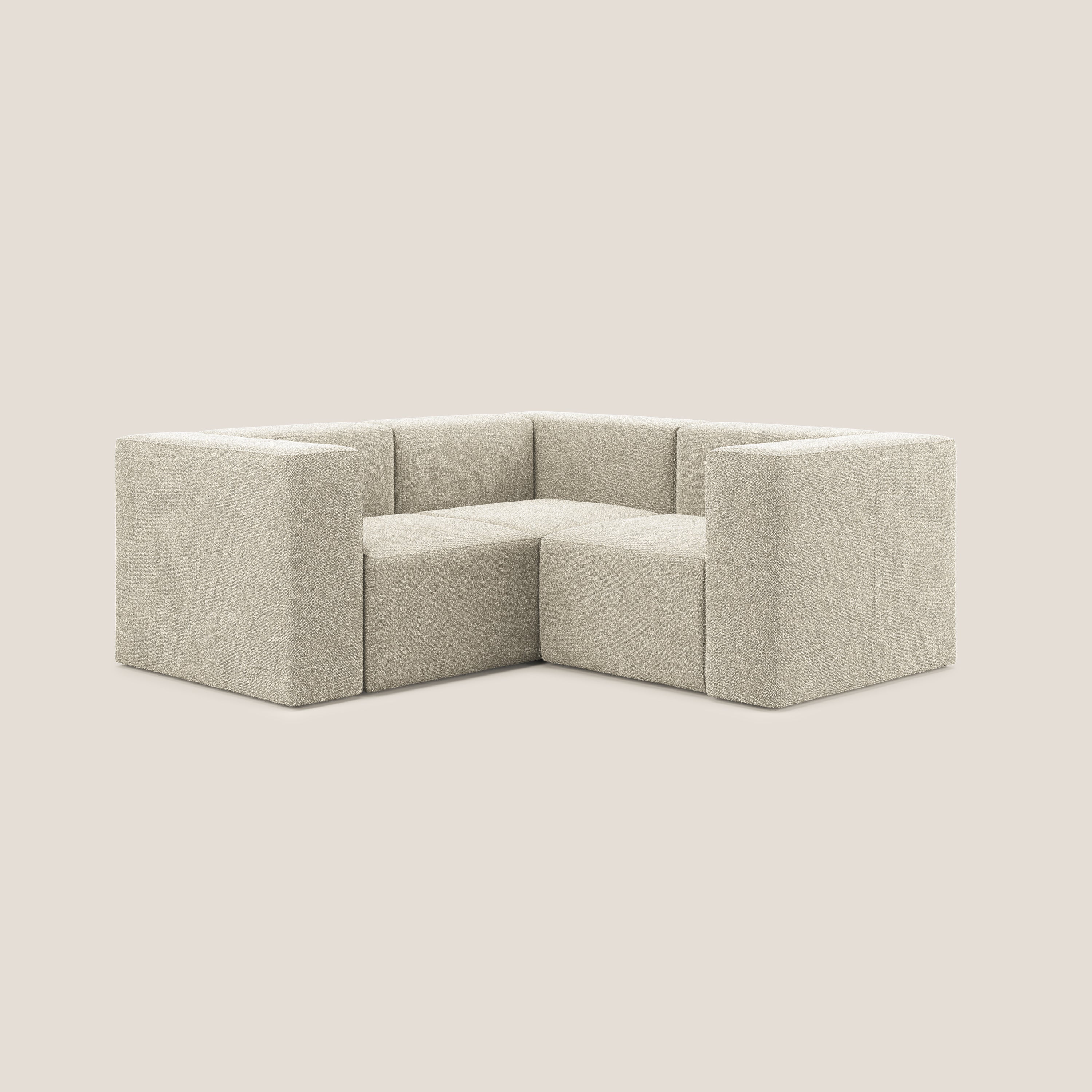 Nettuno divano angolare reversibile e modulare componibile in morbido tessuto bouclè T07 beige - divitt.sbs