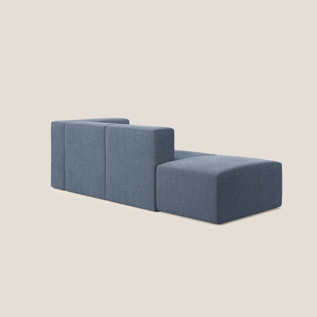 Nettuno divano lineare modulare e componibile in morbido tessuto bouclè T07 blu - divitt.sbs